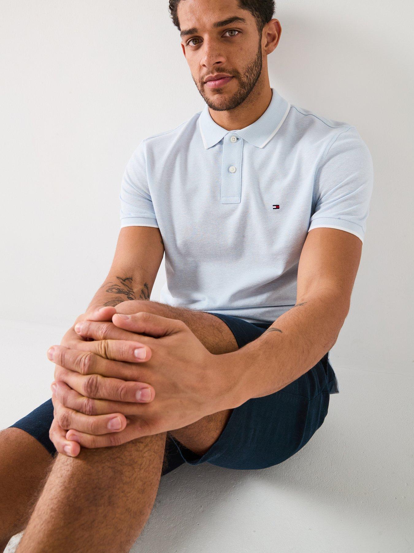 Image 4 of 6 of Tommy Hilfiger Regular Fit Linen Pique Polo Shirt - Light Blue