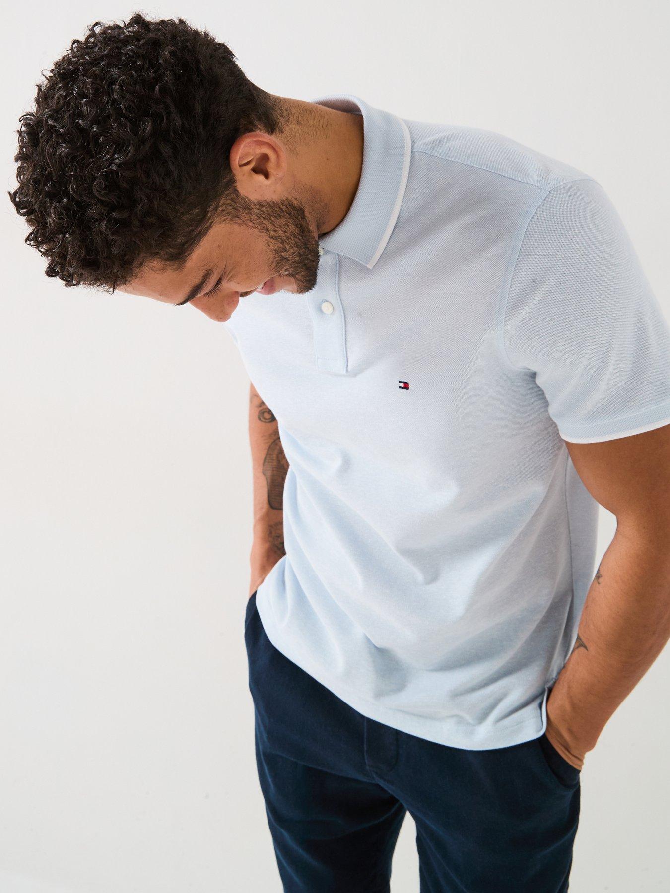 Image 6 of 6 of Tommy Hilfiger Regular Fit Linen Pique Polo Shirt - Light Blue