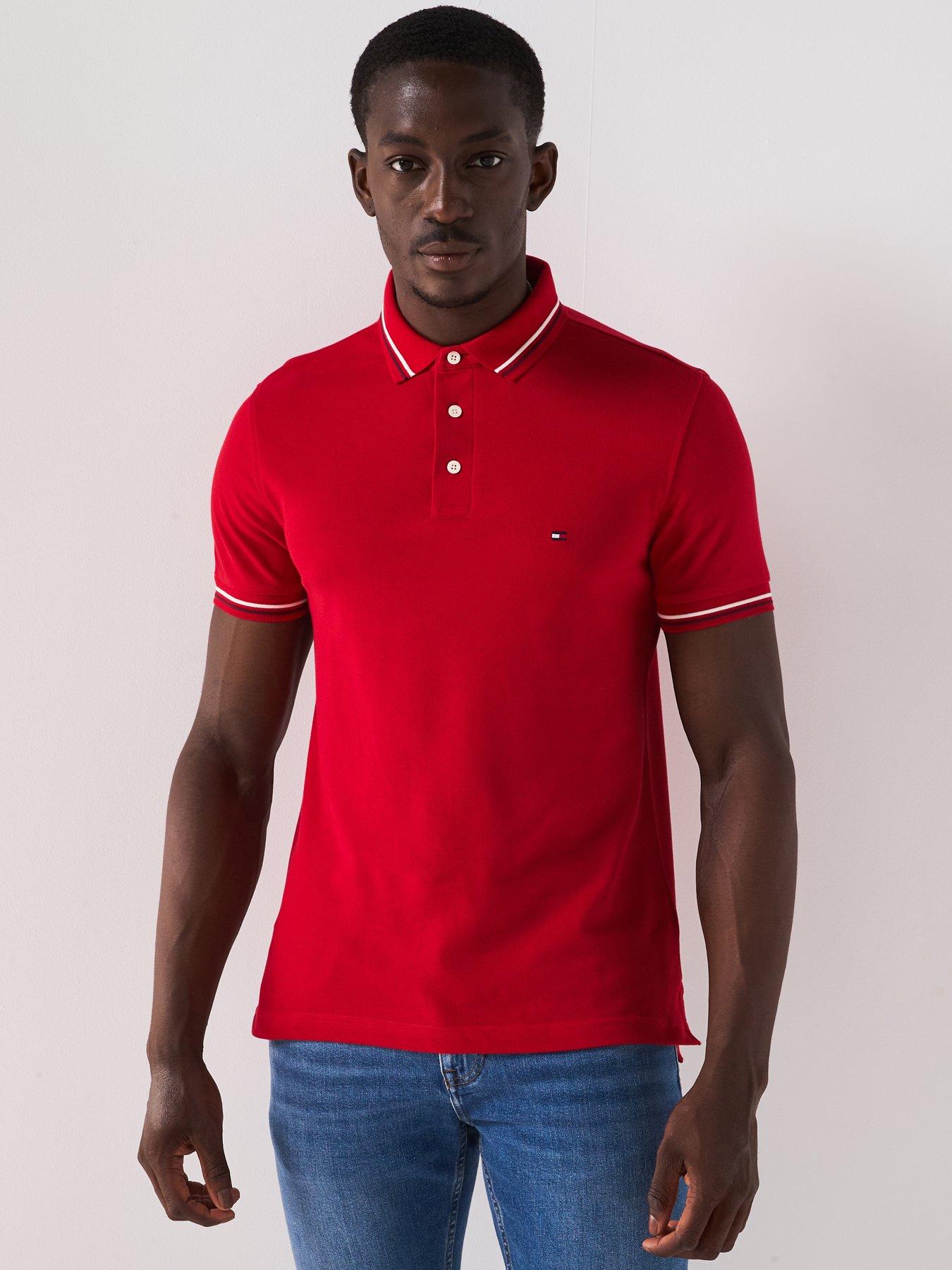 undefined Slim Fit Tipped Polo Shirt - Red