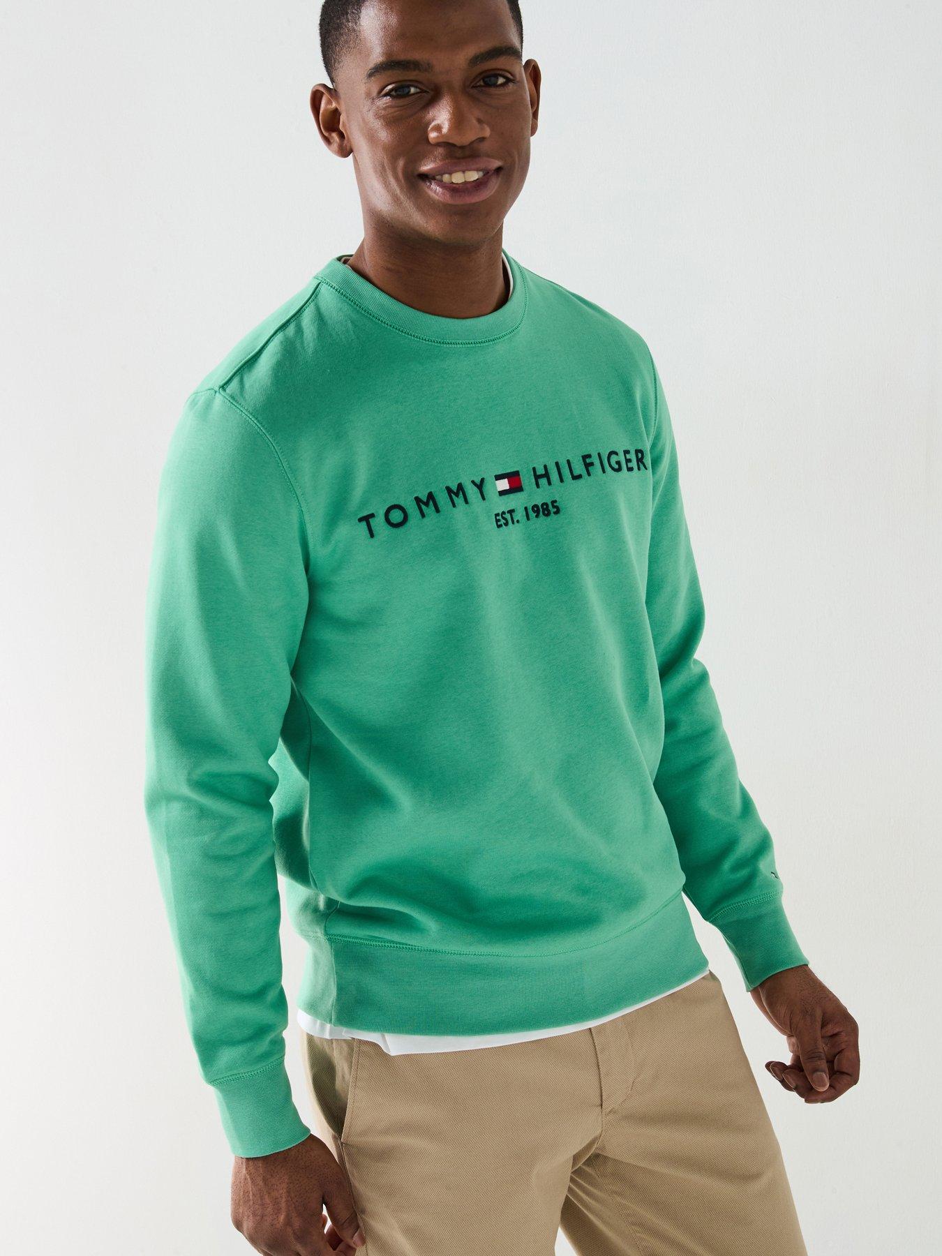 undefined Regular Fit Linear Chest Logo Crew Neck Sweatshirt - Green