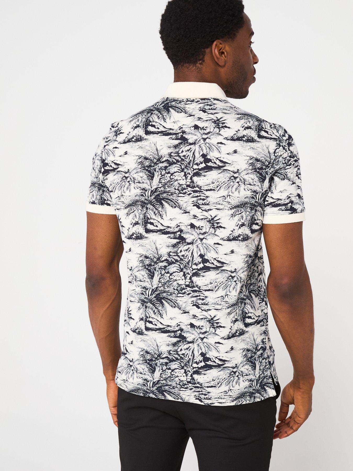 Image 2 of 5 of Tommy Hilfiger Regular Fit All Over Print Linen Polo Shirt - Dark Multi