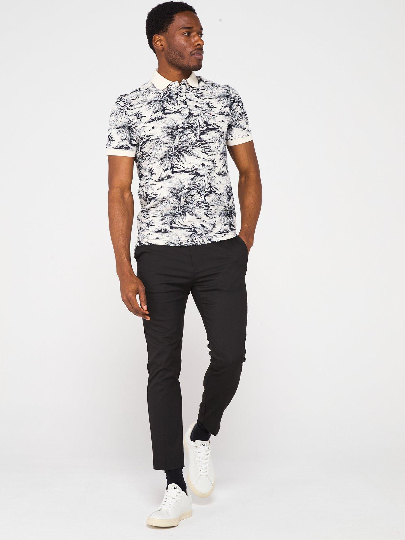 Image 3 of 5 of Tommy Hilfiger Regular Fit All Over Print Linen Polo Shirt - Dark Multi