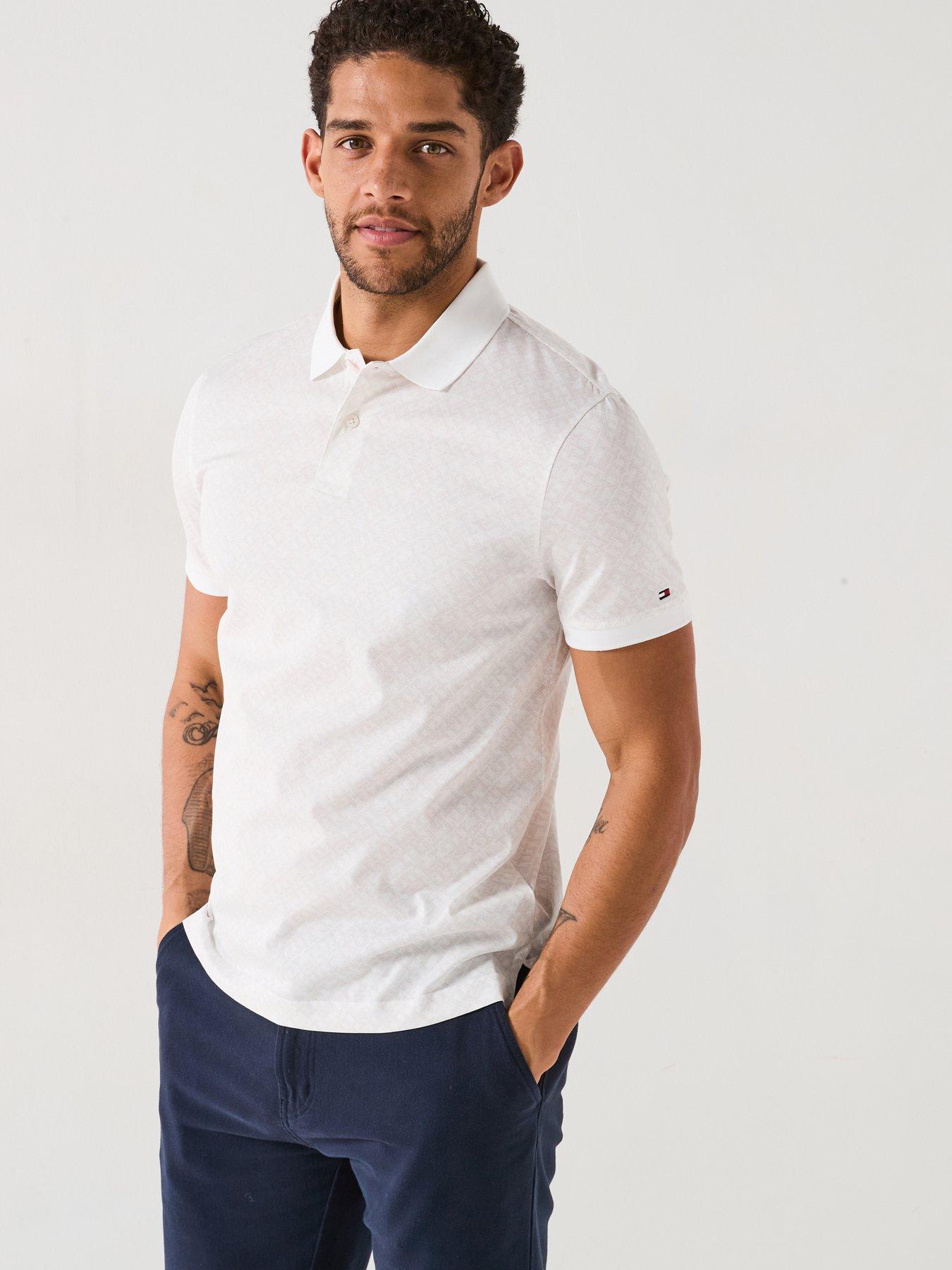 undefined Regular Fit Monogram AOP Polo Shirt - White