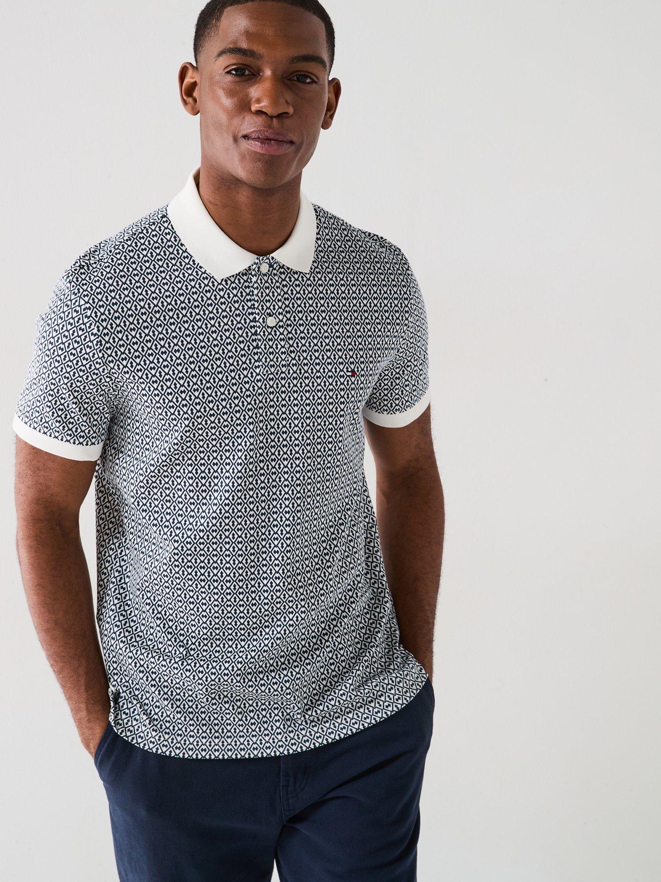 undefined Regular Fit Interlock All Over Print Polo Shirt - Off White/Multi