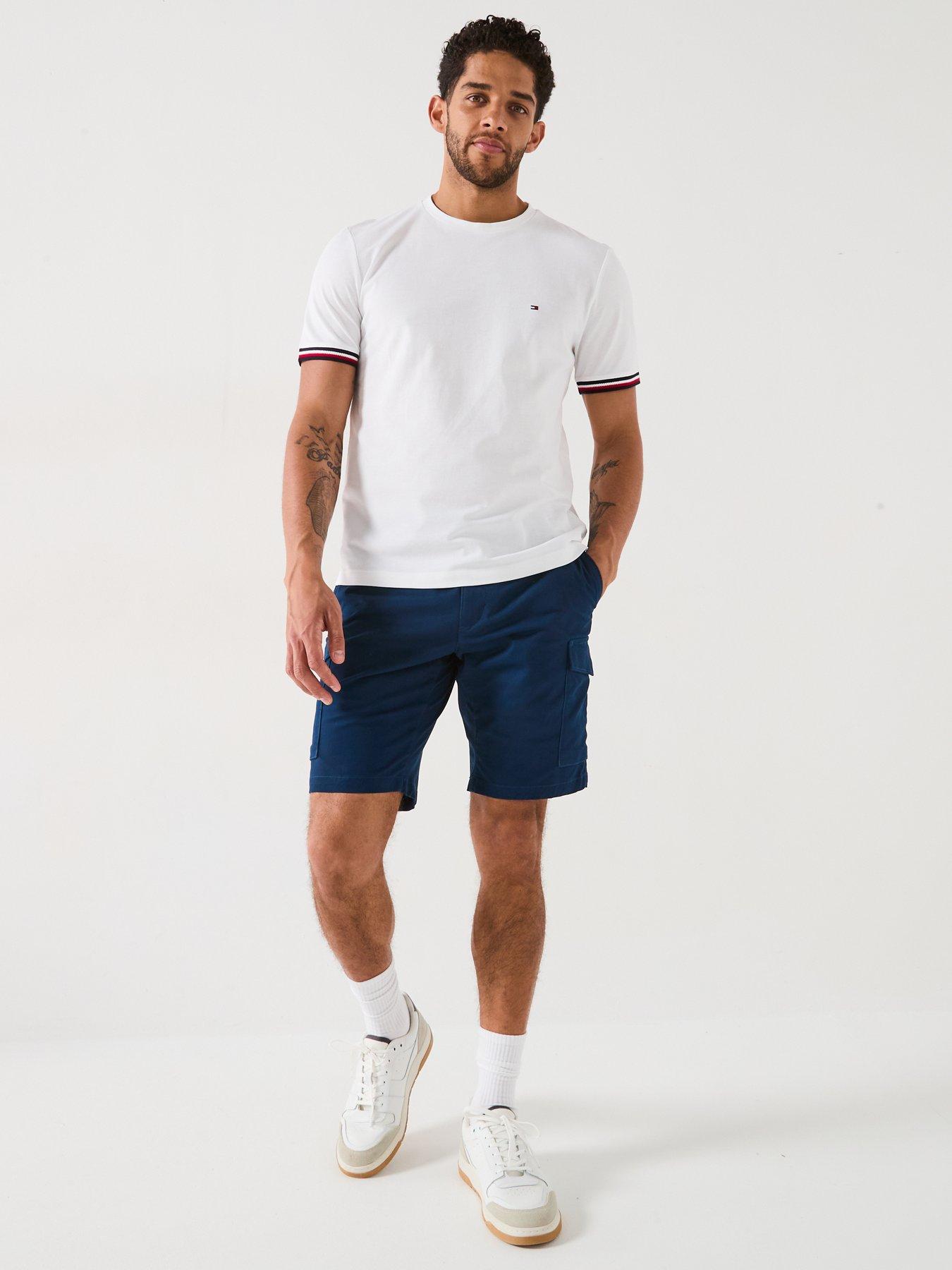 Image 3 of 5 of Tommy Hilfiger Global Stripe Cuff Pique T-Shirt - White