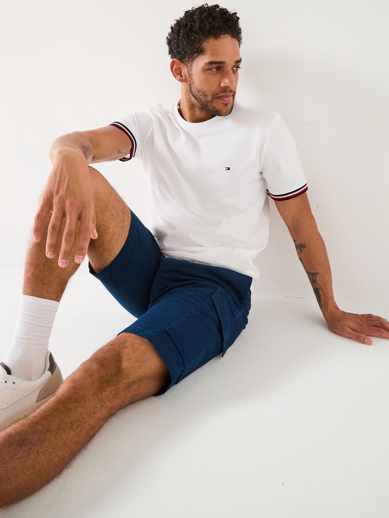Image 4 of 5 of Tommy Hilfiger Global Stripe Cuff Pique T-Shirt - White