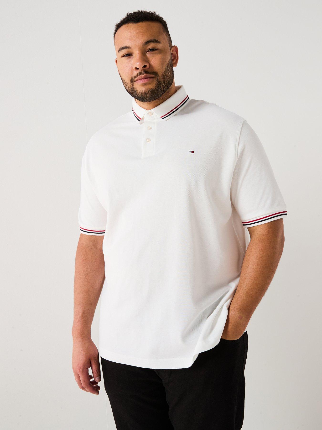 Tommy Hilfiger Big Tall Slim Fit Tipped Polo Shirt White Very