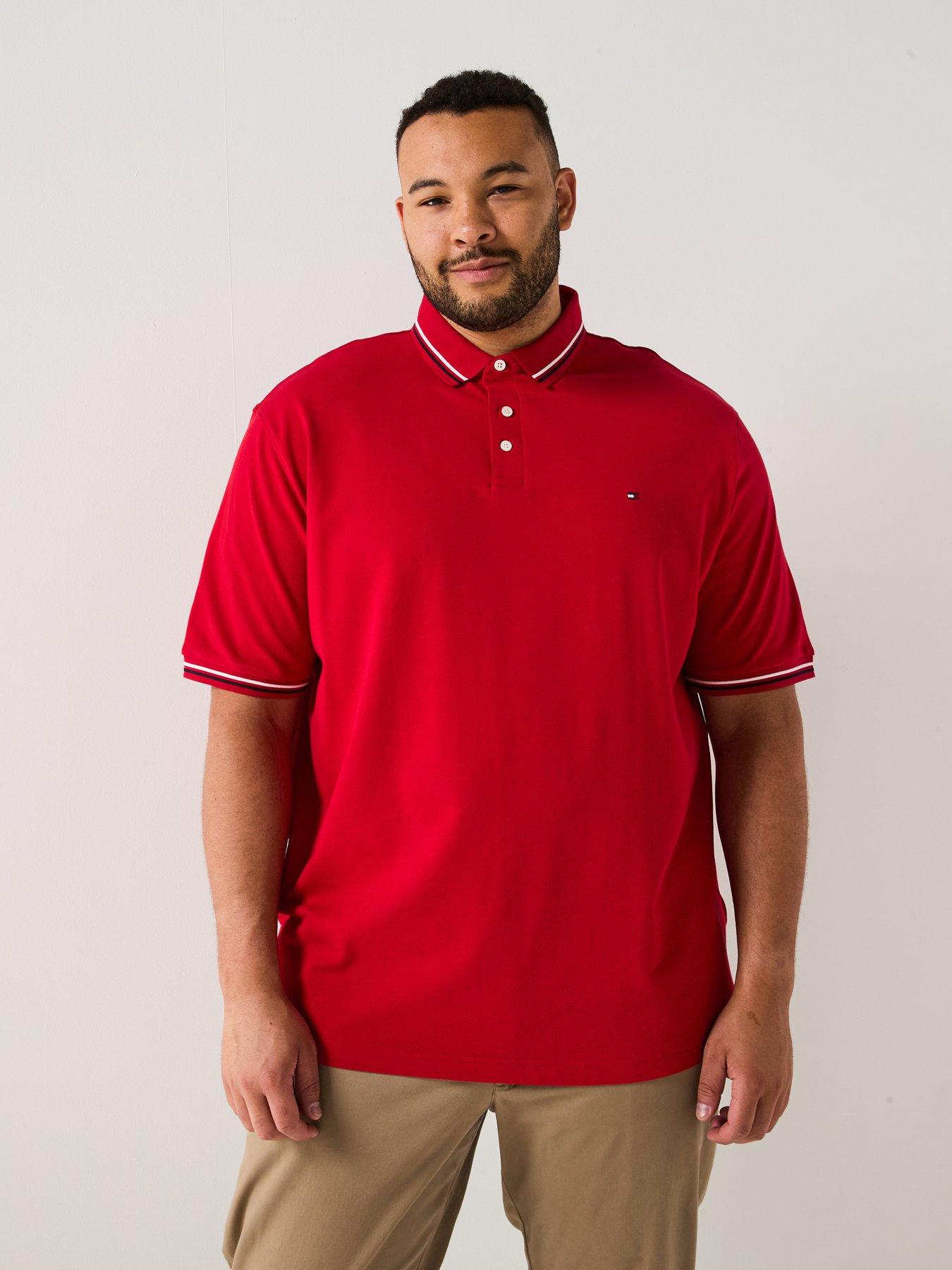 undefined Tommy Hilfiger Big & Tall Slim Fit Tipped Polo Shirt - Red