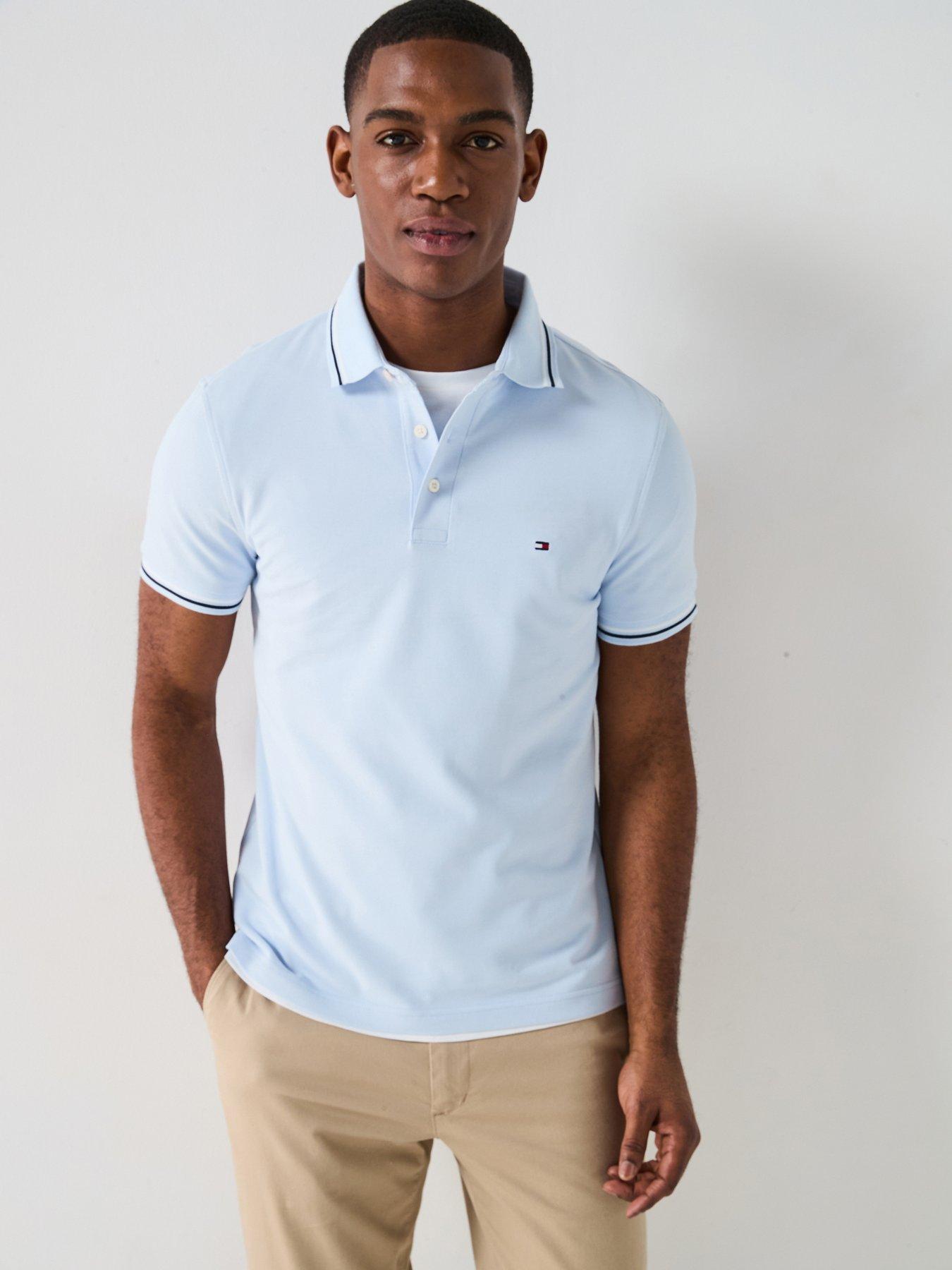 undefined Slim Fit Tipped Polo Shirt - Light Blue