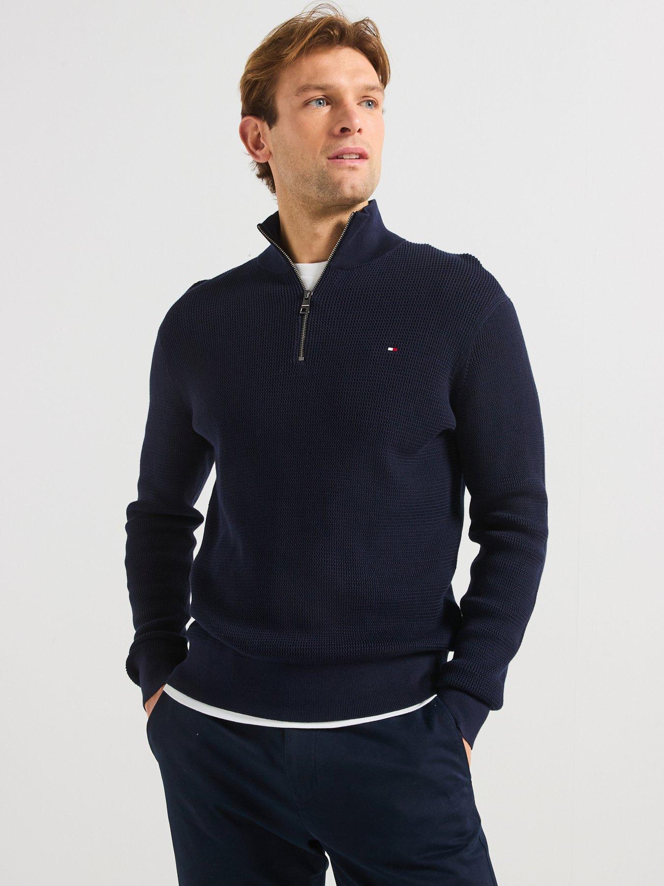 undefined Racking Structure Zip Mock Knitted Jumper - Navy