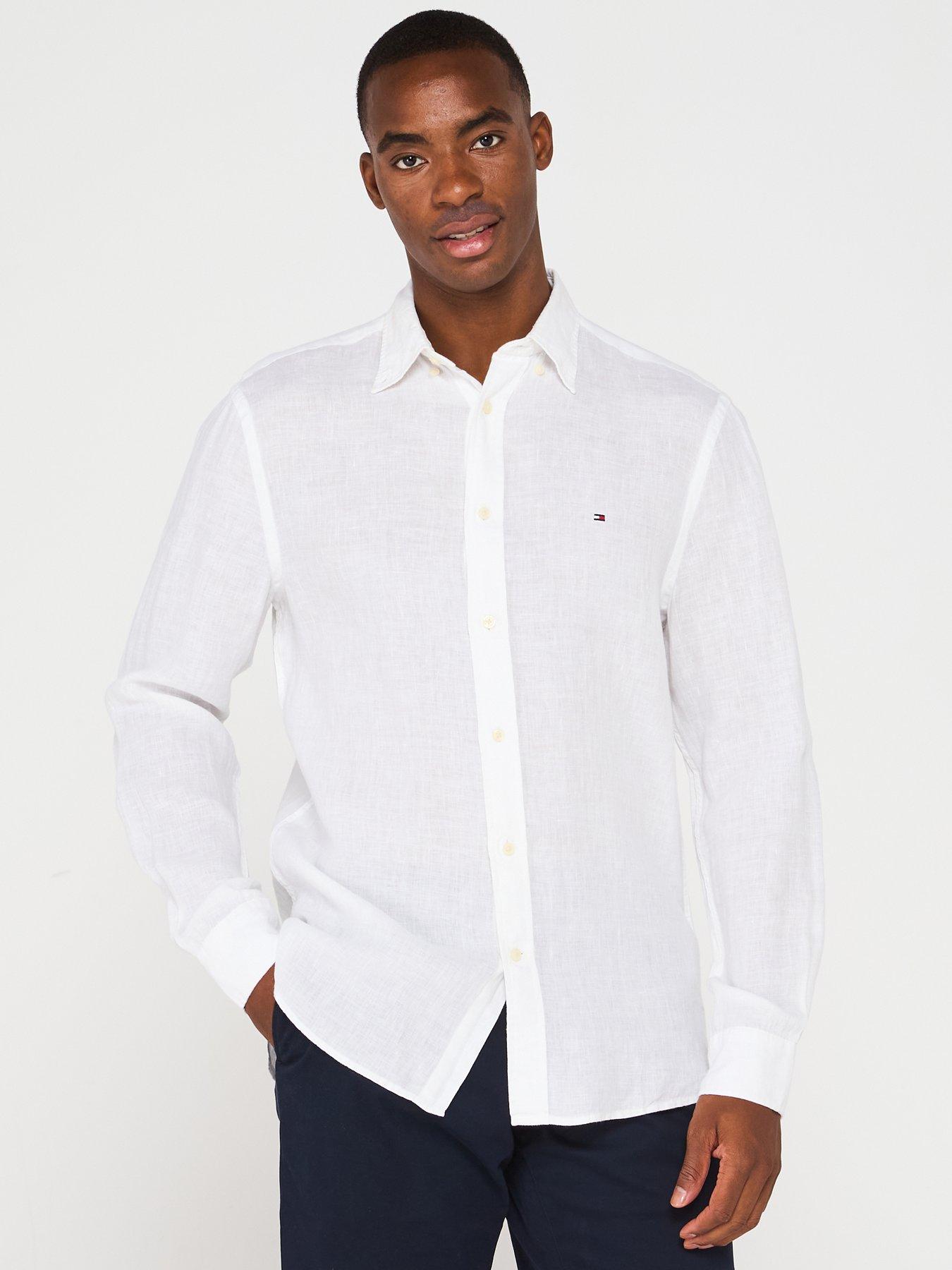 undefined Regular Fit Pigment Dyed Li Solid Long Sleeve Shirt - White