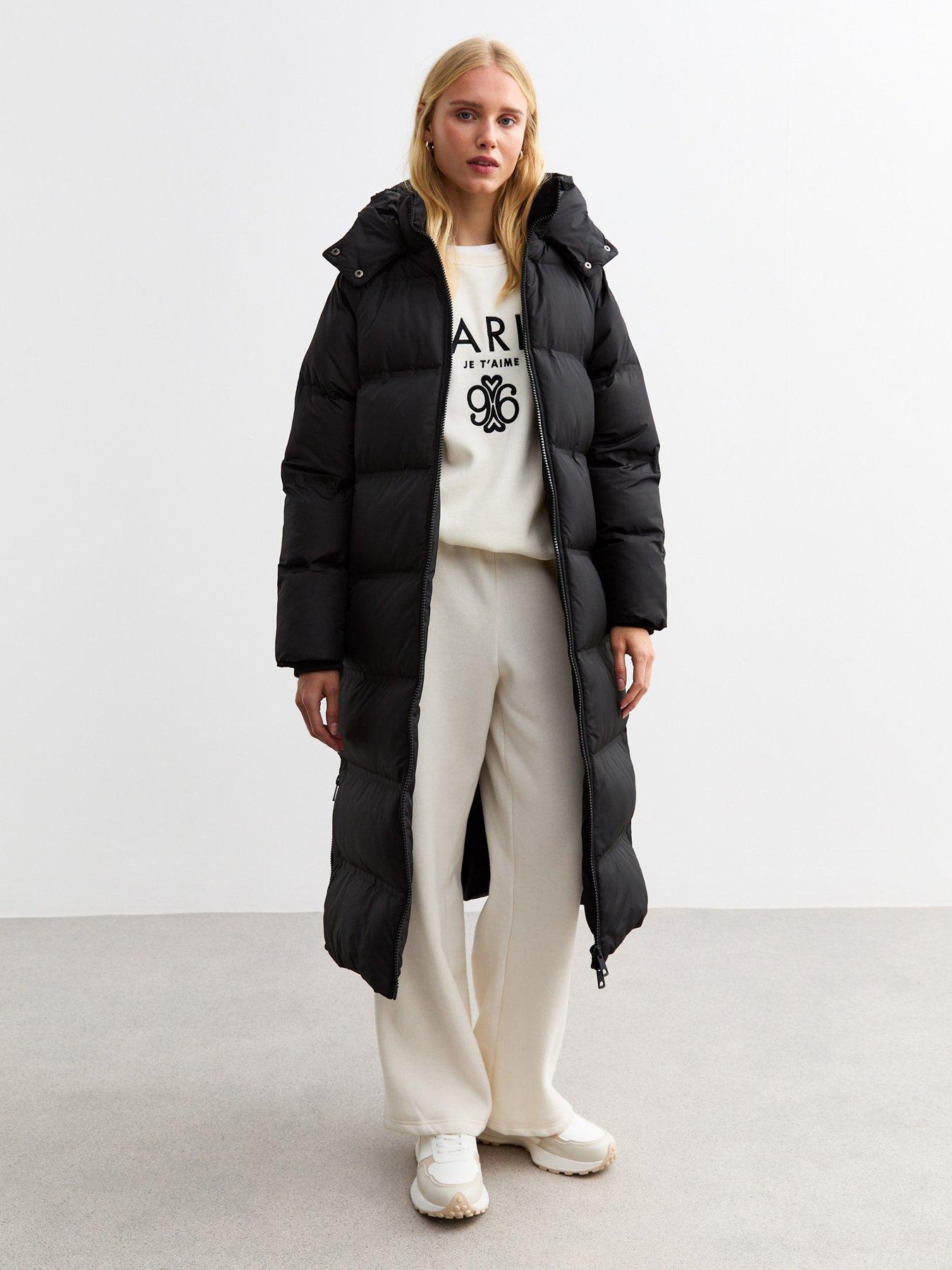 Longline puffer coat black hotsell