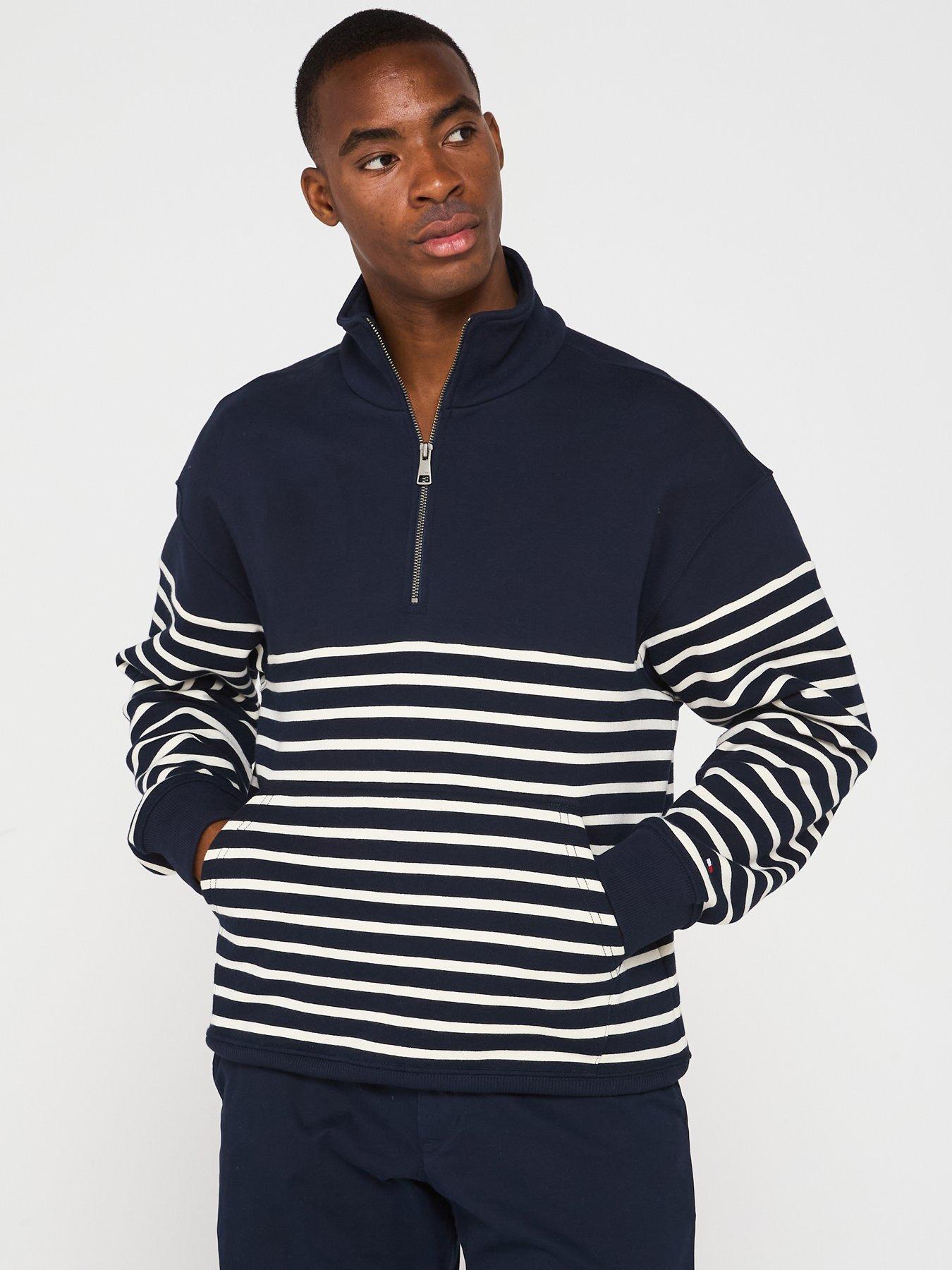 undefined Placed Stripe 1/4 Zip Sweat Top - Multi