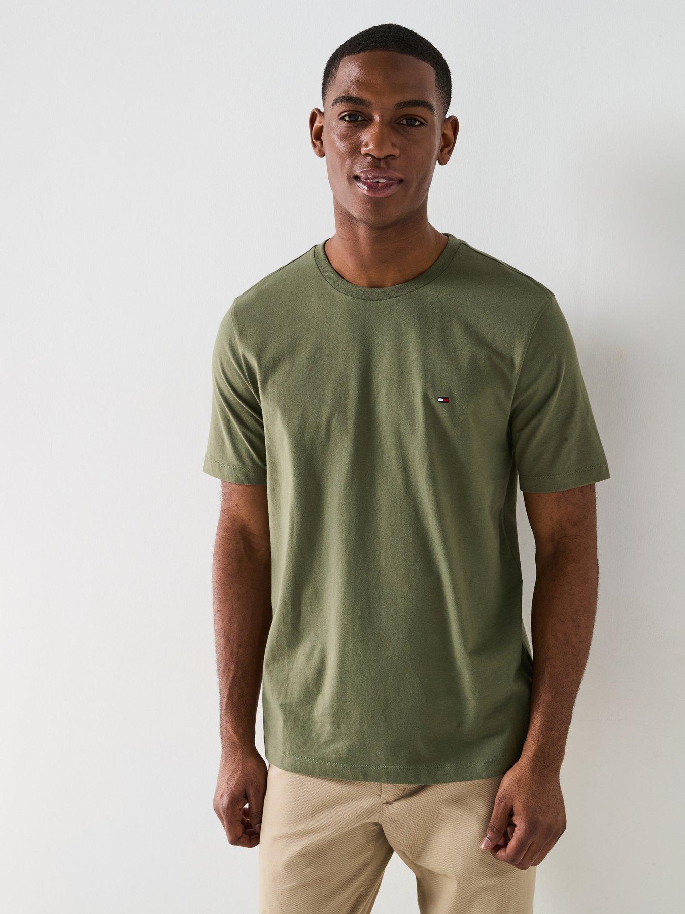 Tommy Hilfiger Regular Fit Essential Flag Logo T-Shirt - Khaki