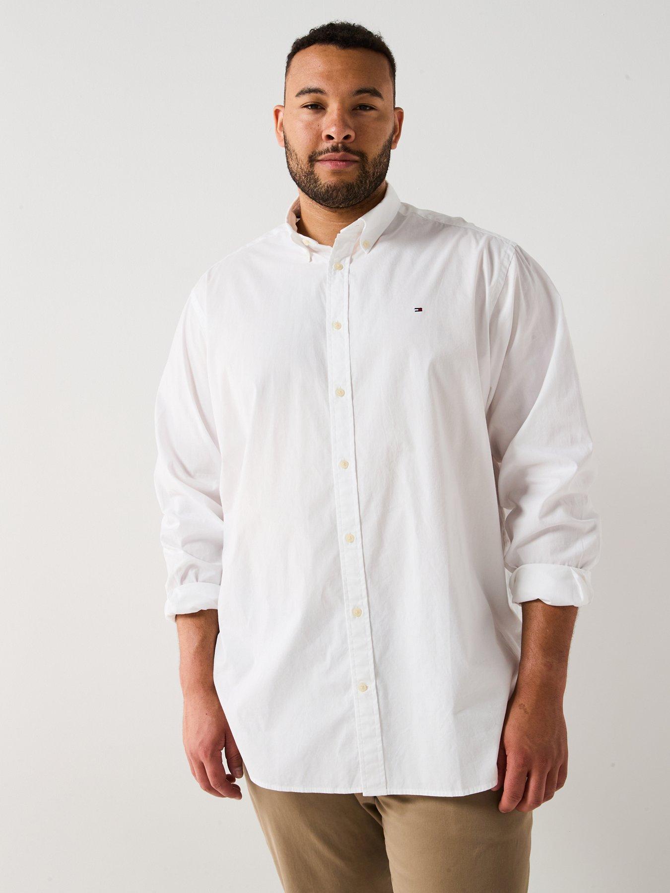 undefined Tommy Hilfiger Big & Tall Flex Poplin Regular Fit Long Sleeve Shirt - White