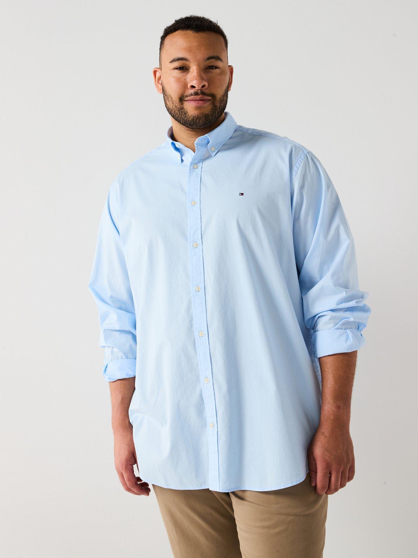 undefined Tommy Hilfiger Big & Tall Flex Poplin Regular Fit Long Sleeve Shirt - Light Blue