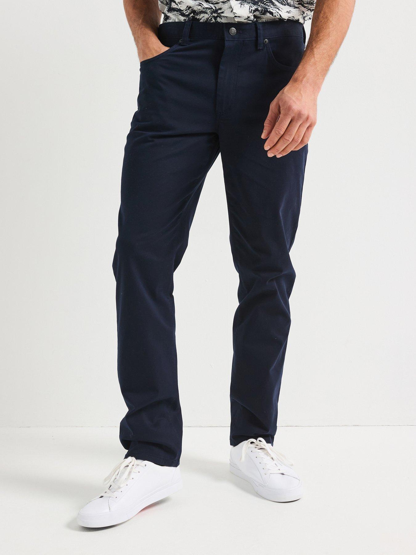 undefined Denton 5 Pocket Cotton Satin Casual Trousers - Navy