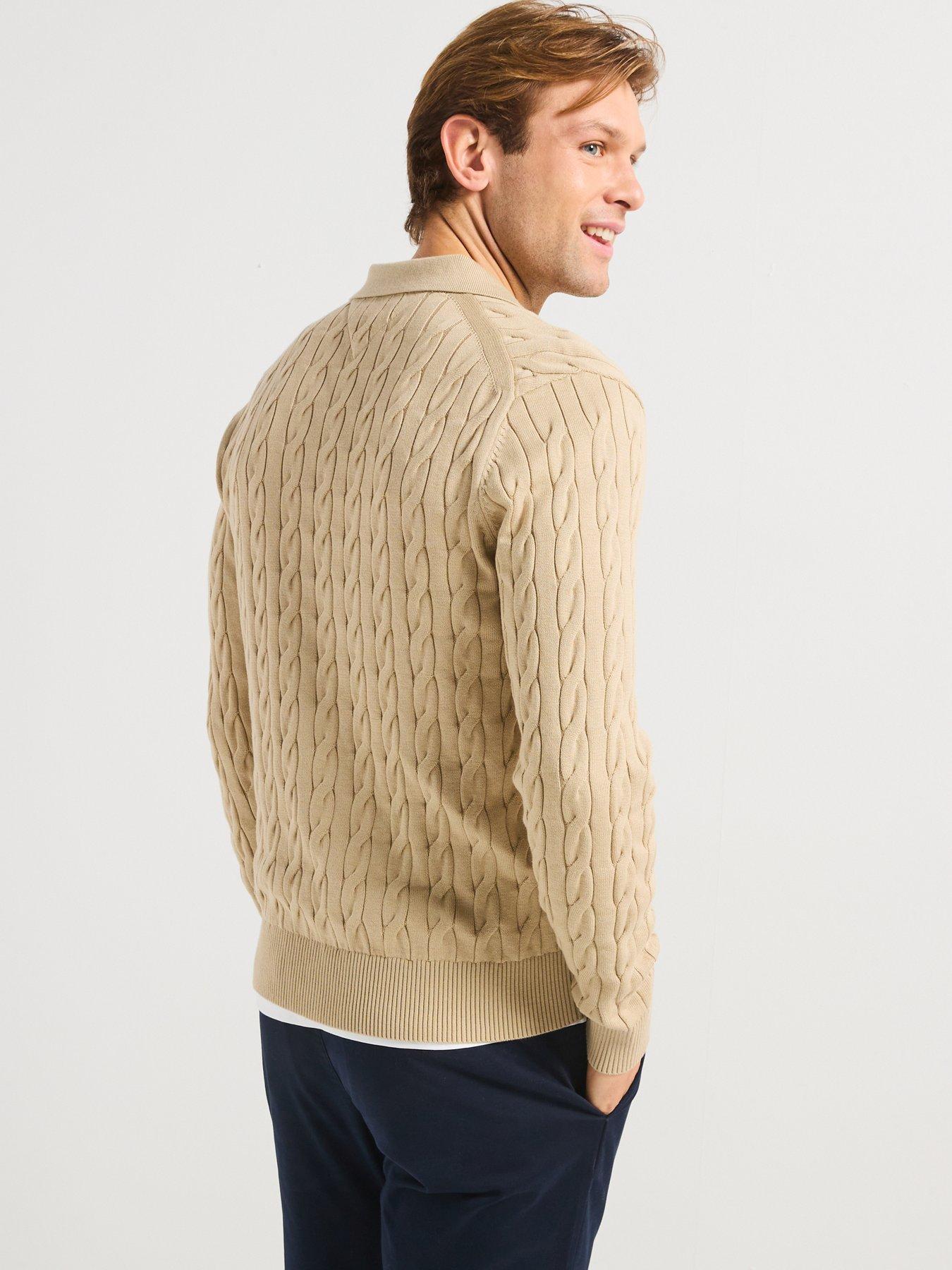 Image 2 of 4 of Tommy Hilfiger Classic Cable Zip Through Knitted Jumper - Natural