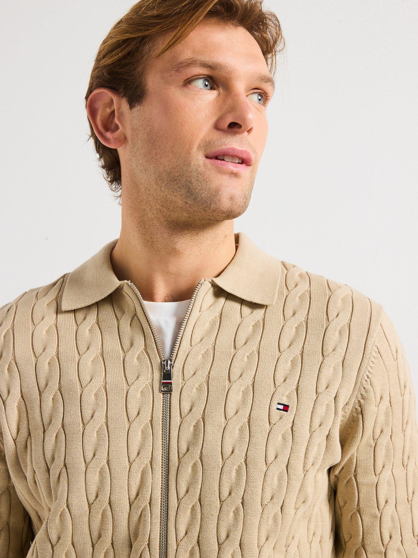 Image 4 of 4 of Tommy Hilfiger Classic Cable Zip Through Knitted Jumper - Natural