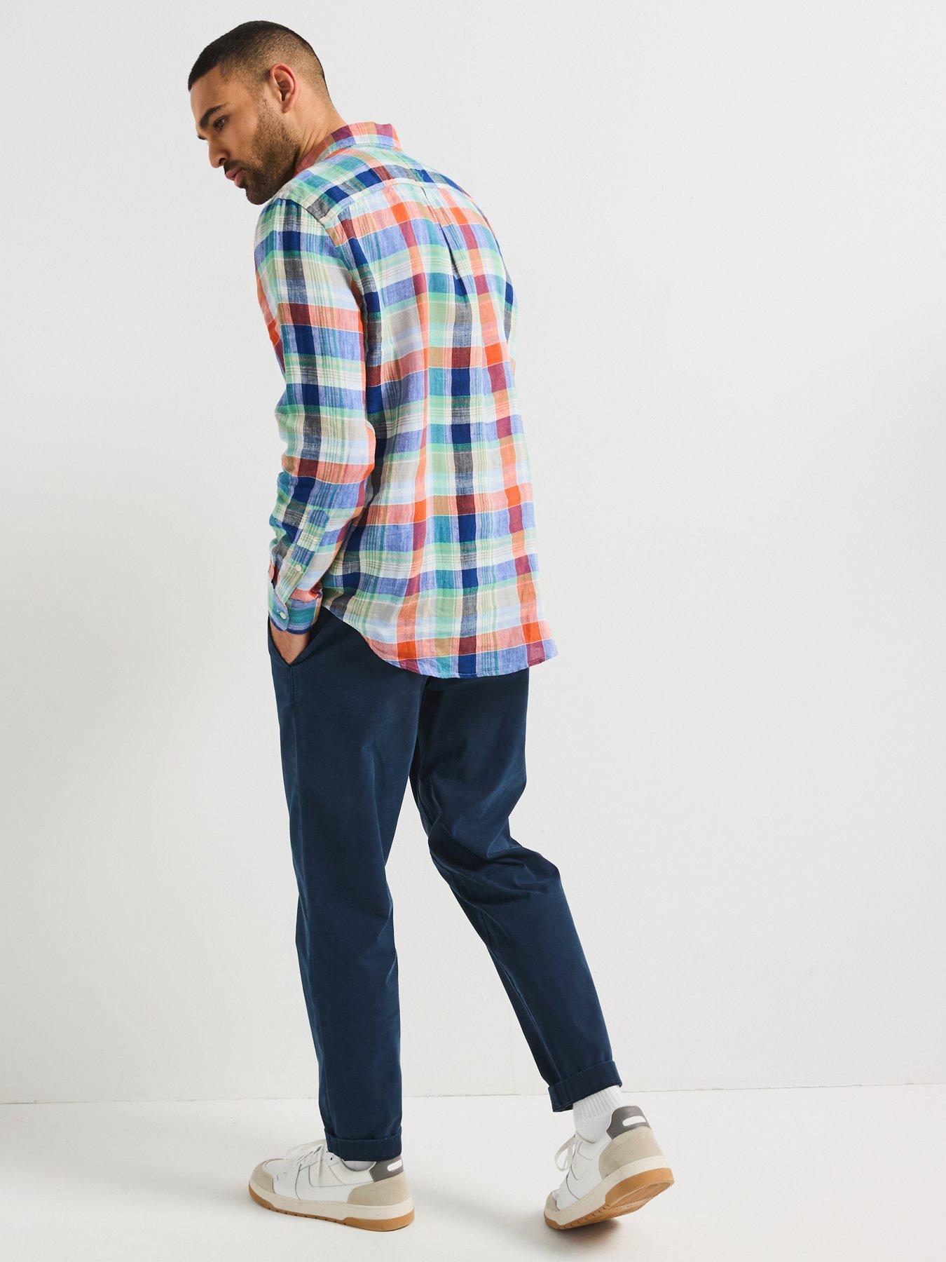 Image 5 of 6 of Tommy Hilfiger Regular Fit Linen Summer Madras Short Sleeve Shirt