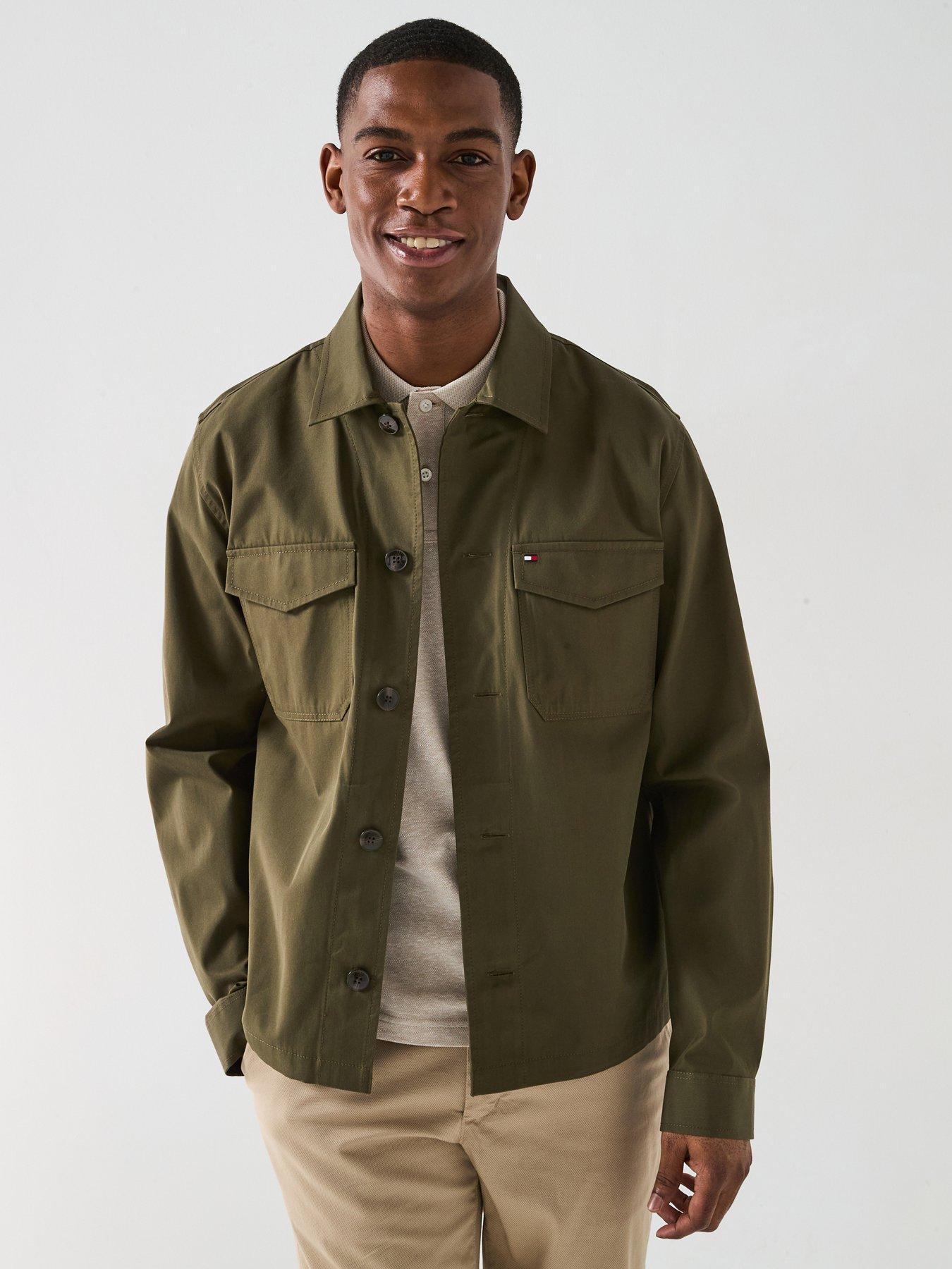 Tommy Hilfiger Cotton Nylon Overshirt Dark Khaki Very - Main Image
