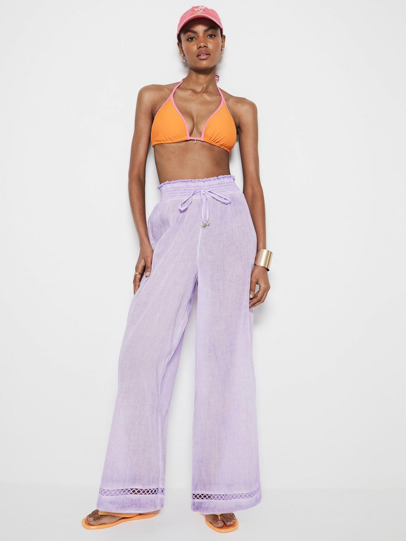 Image 1 of 4 of River Island Washed Wide Leg Trousers Co-Ord - Light Purple