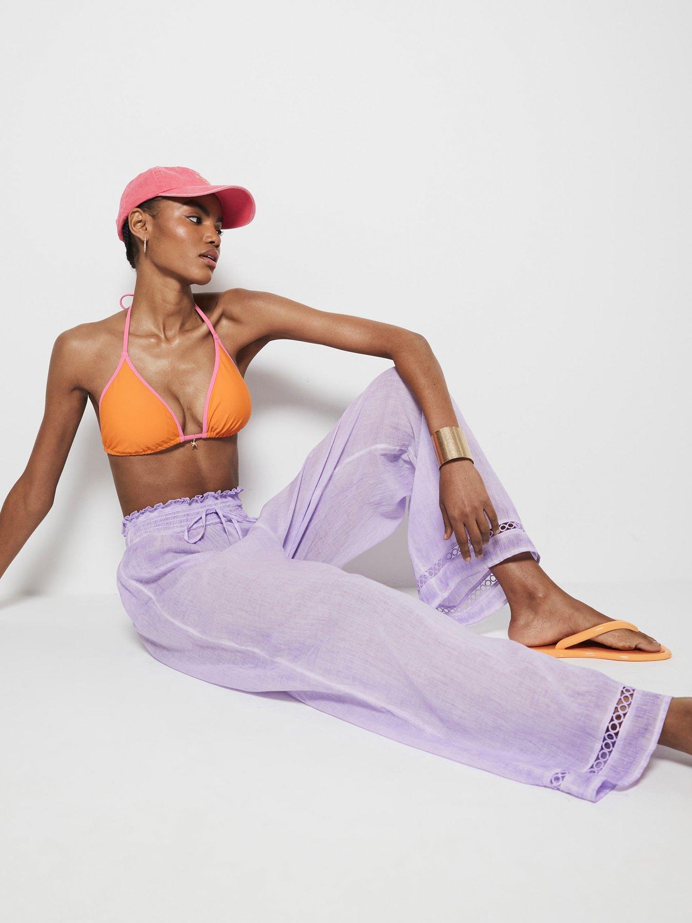 Image 3 of 4 of River Island Washed Wide Leg Trousers Co-Ord - Light Purple