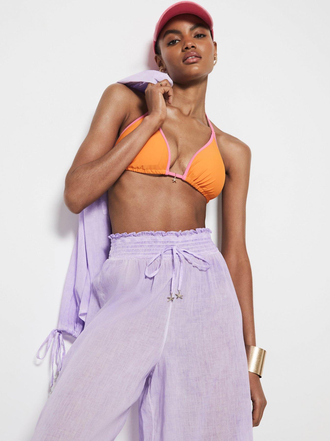 Image 4 of 4 of River Island Washed Wide Leg Trousers Co-Ord - Light Purple
