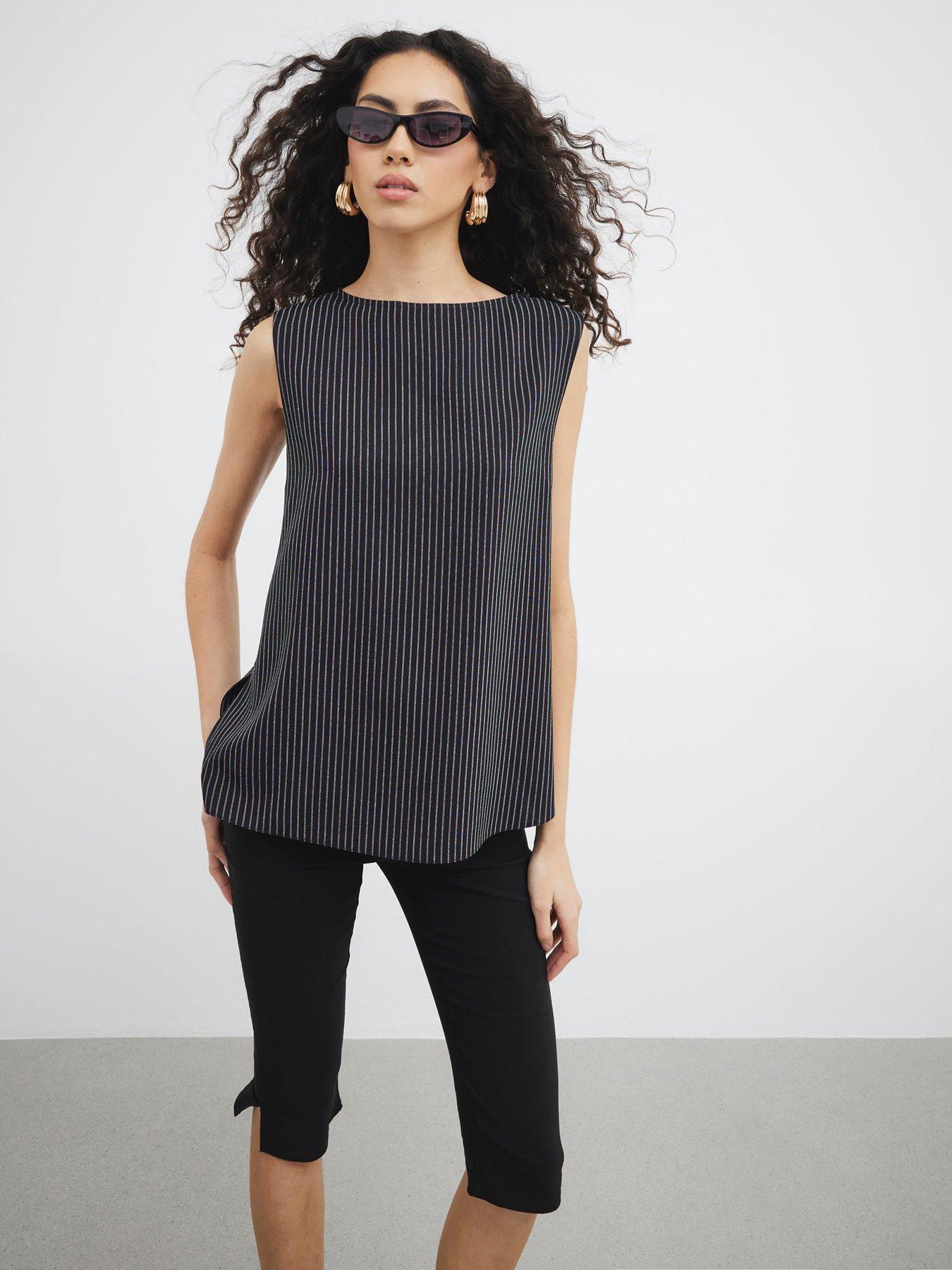 Image 3 of 4 of River Island Button Side Topstitch Top - Black