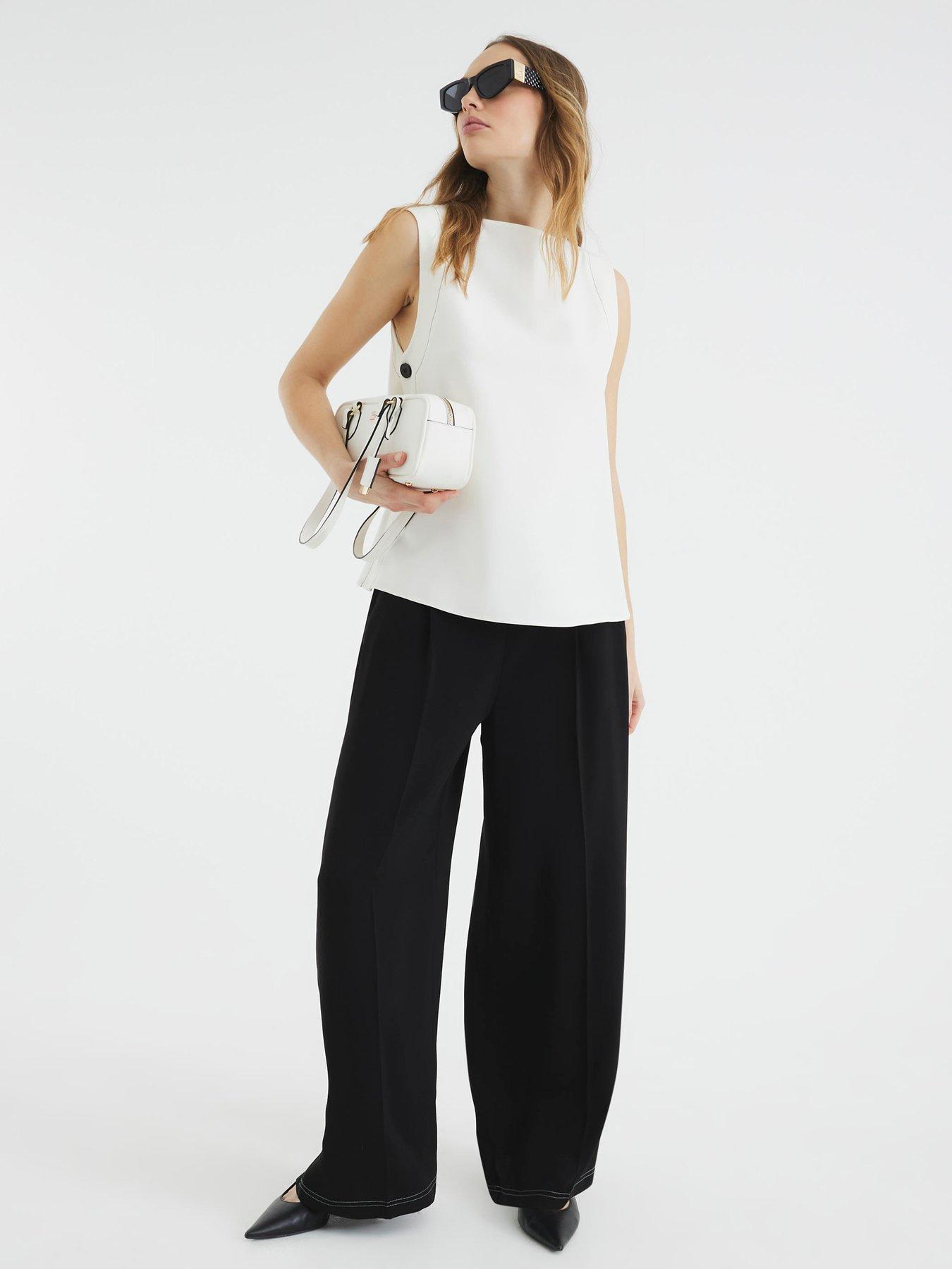 Image 3 of 6 of River Island Button Side Topstitch Top - Cream