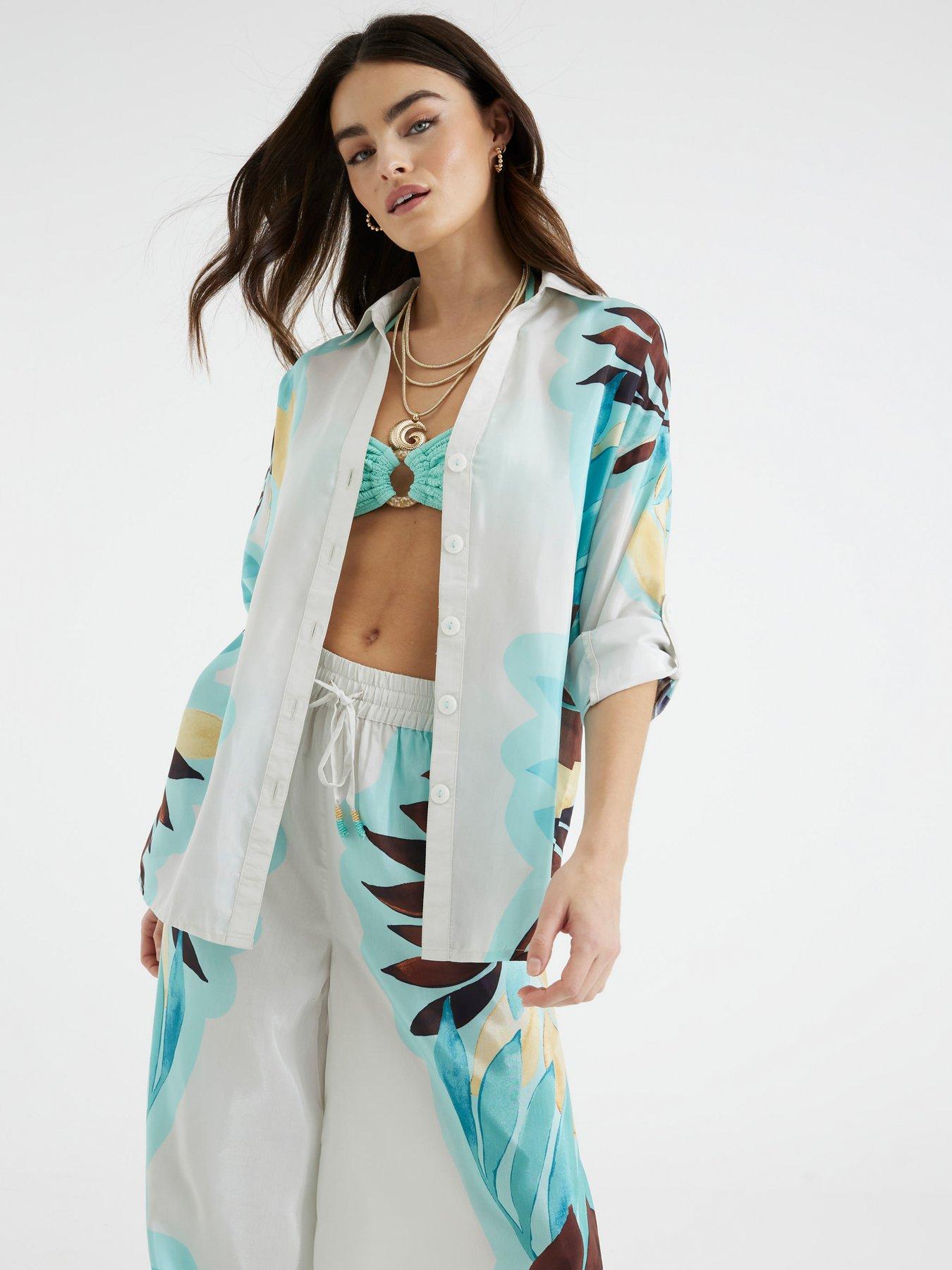 undefined Leaf Placement Print Shirt - Cream