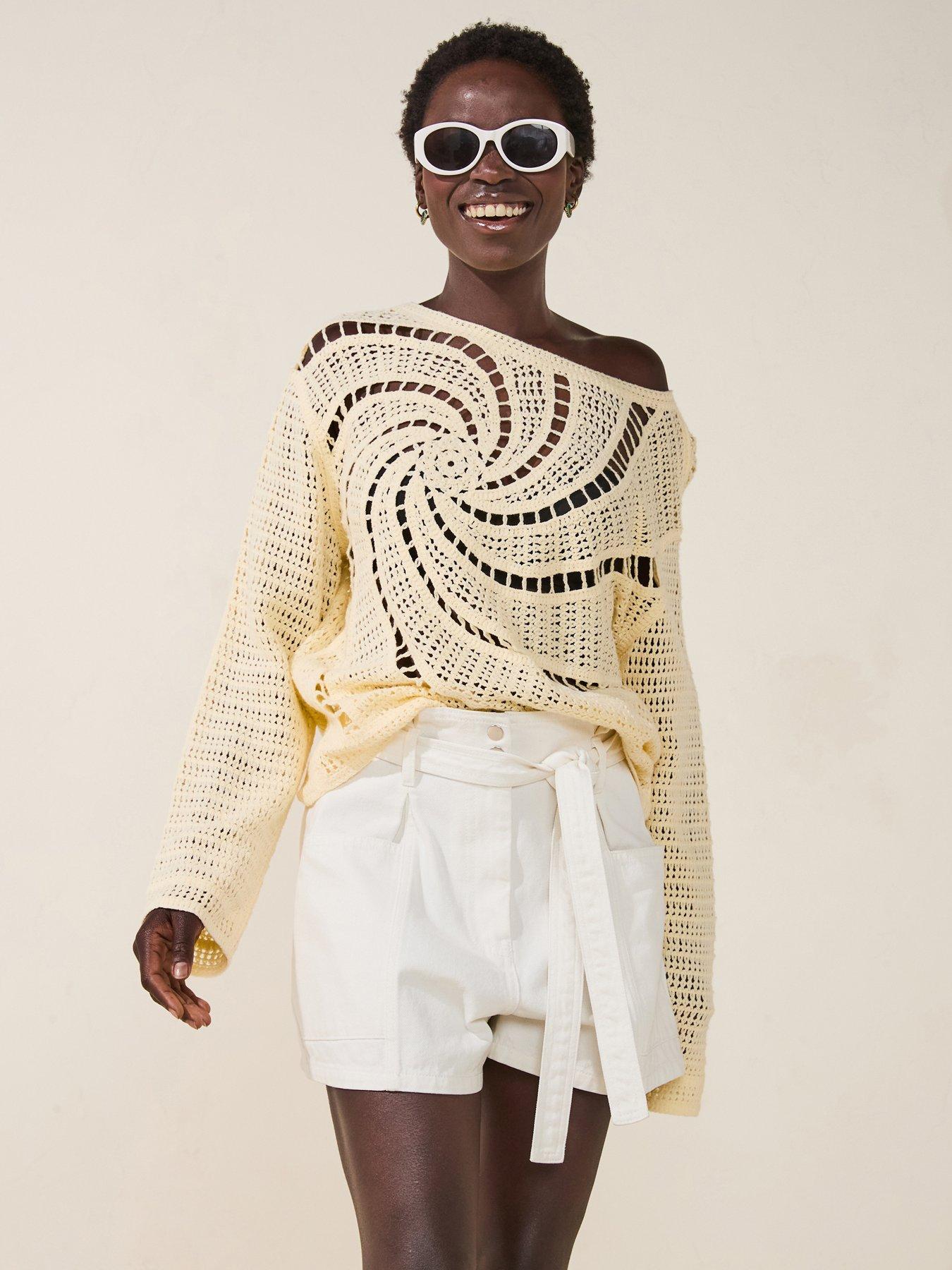 undefined Paperbag Denim Shorts - White