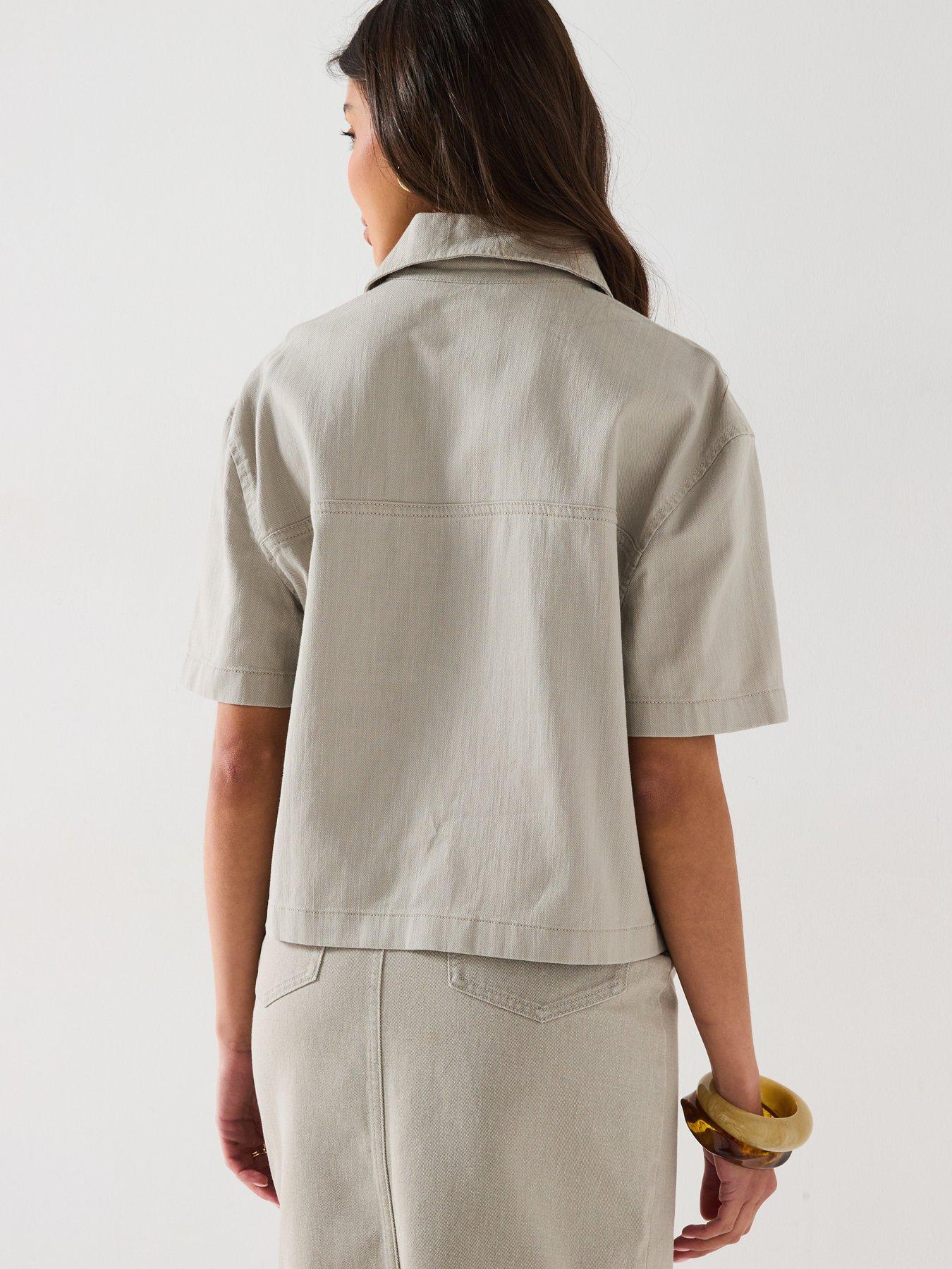 Image 2 of 6 of V by Very Short Sleeve Denim Shirt - Clay