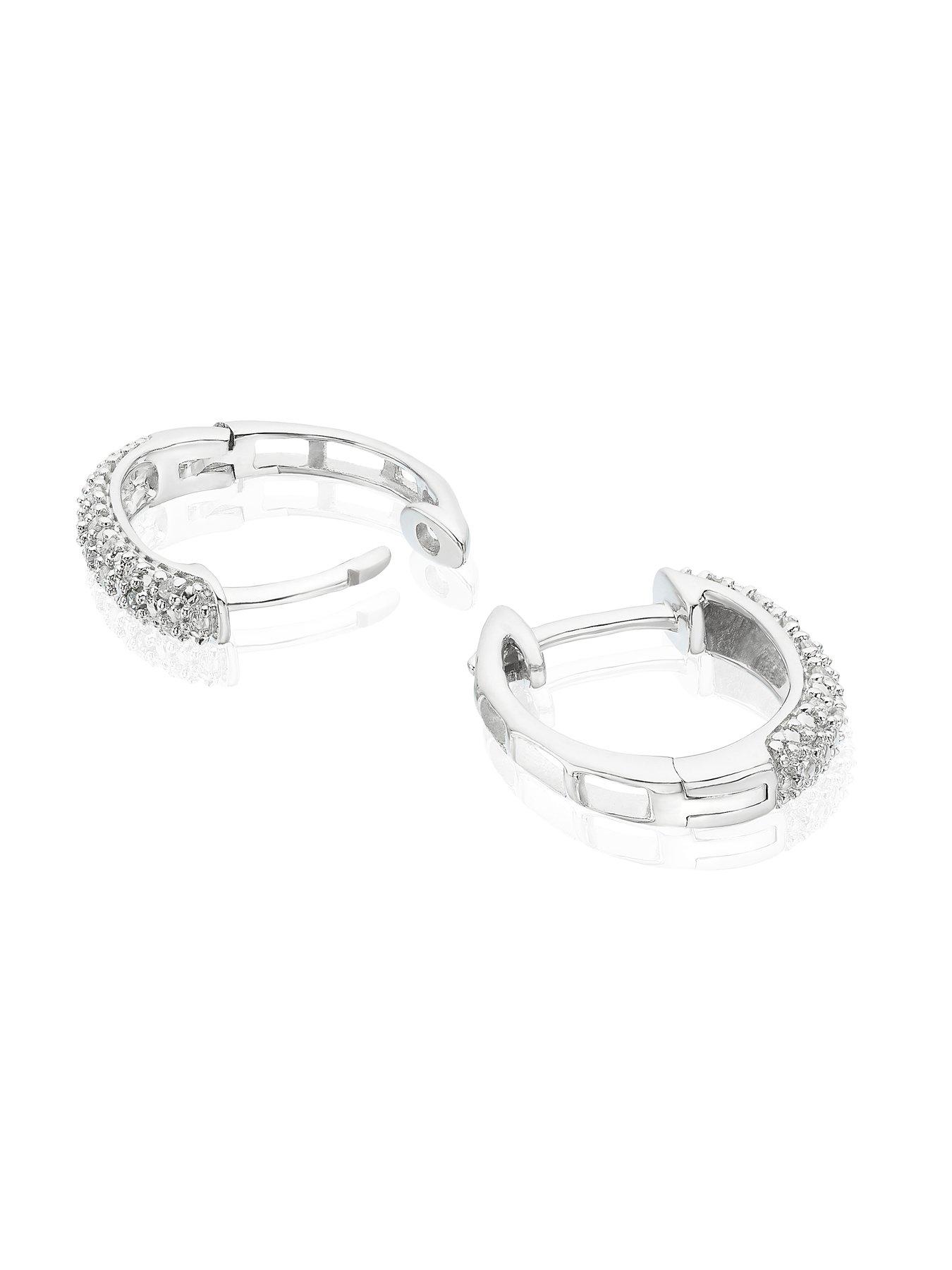 Image 2 of 4 of H. Samuel Sterling Silver 0.10ct Diamond Dome Hoop Earrings