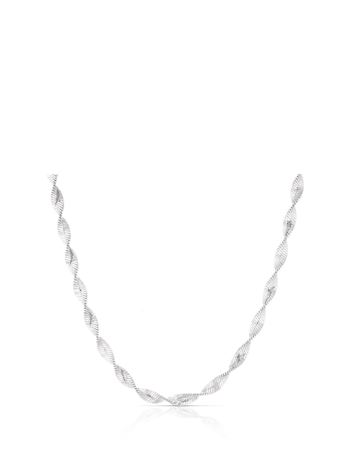 Product photograph of H Samuel Sterling Silver Twist Chain Necklace from very.co.uk