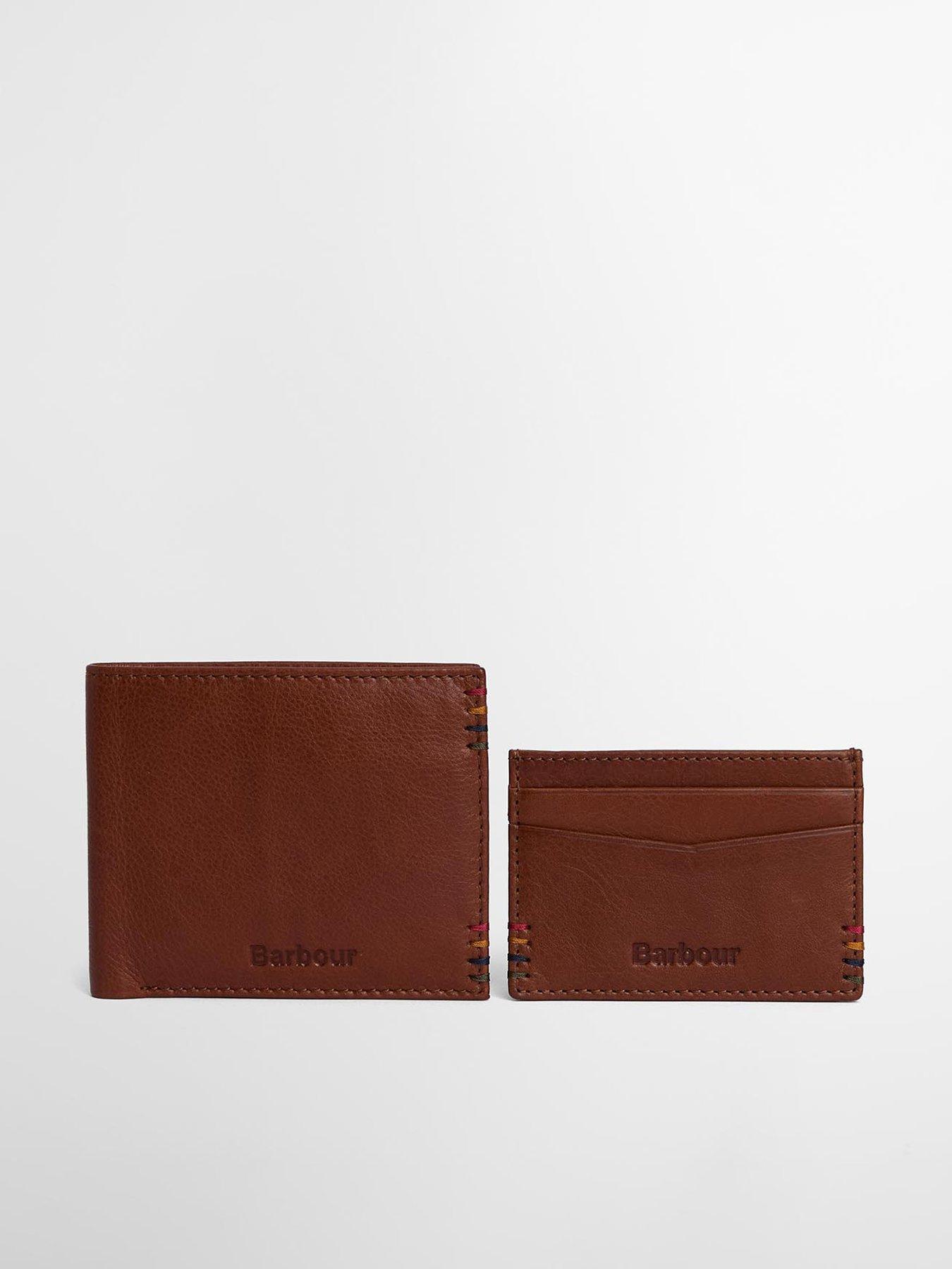 Image 1 of 4 of Barbour Cairnwell Wallet &amp; Cardholder Gift Set - Brown