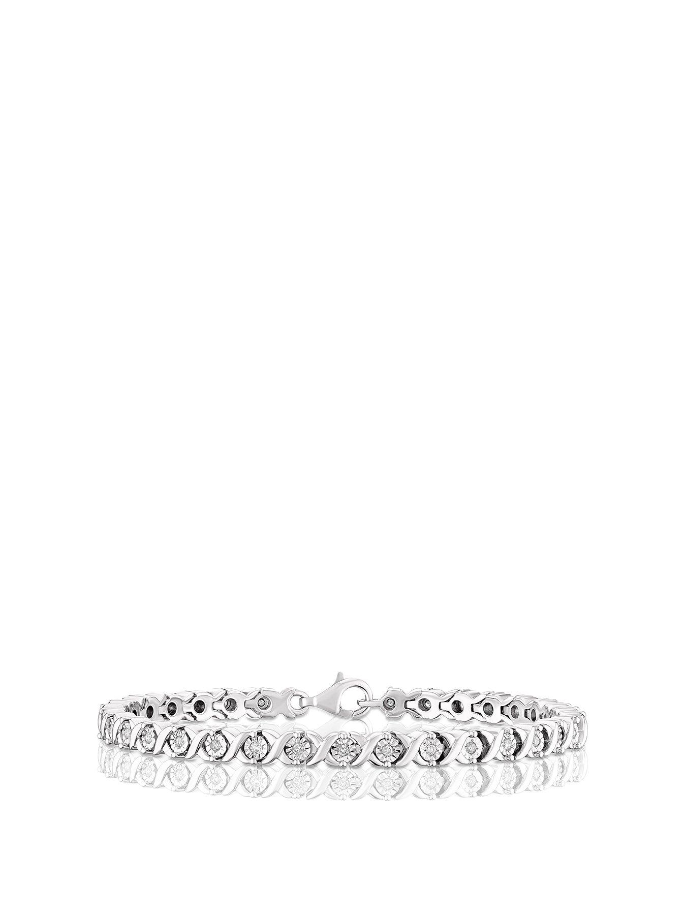 Product photograph of Ernest Jones Sterling Silver 0 50ct Diamond Crossover Tennis Bracelet from very.co.uk