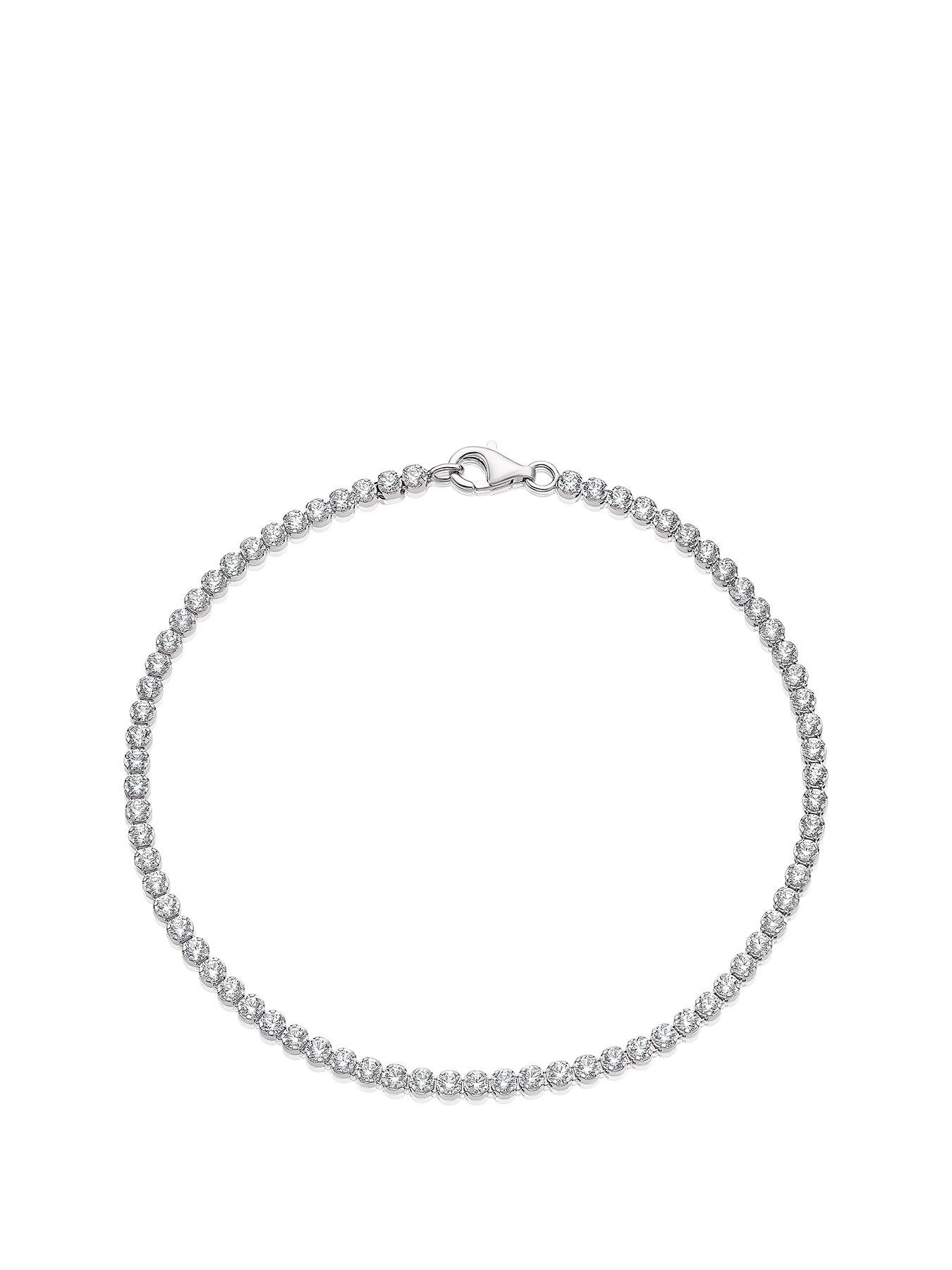 Product photograph of H Samuel Sterling Silver Stone Set Tennis Bracelet from very.co.uk