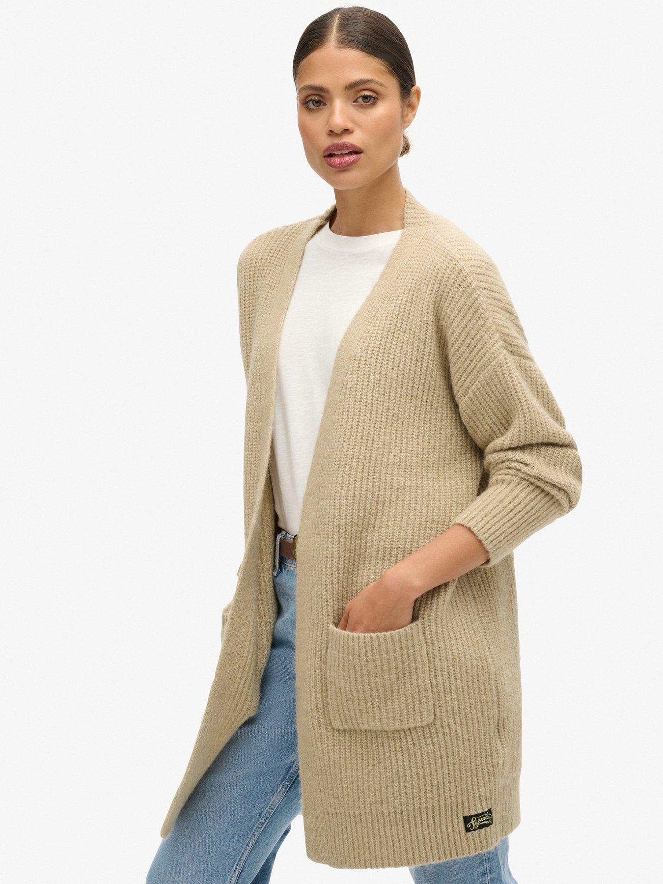 undefined Essential Long Knit Cardigan - Brown