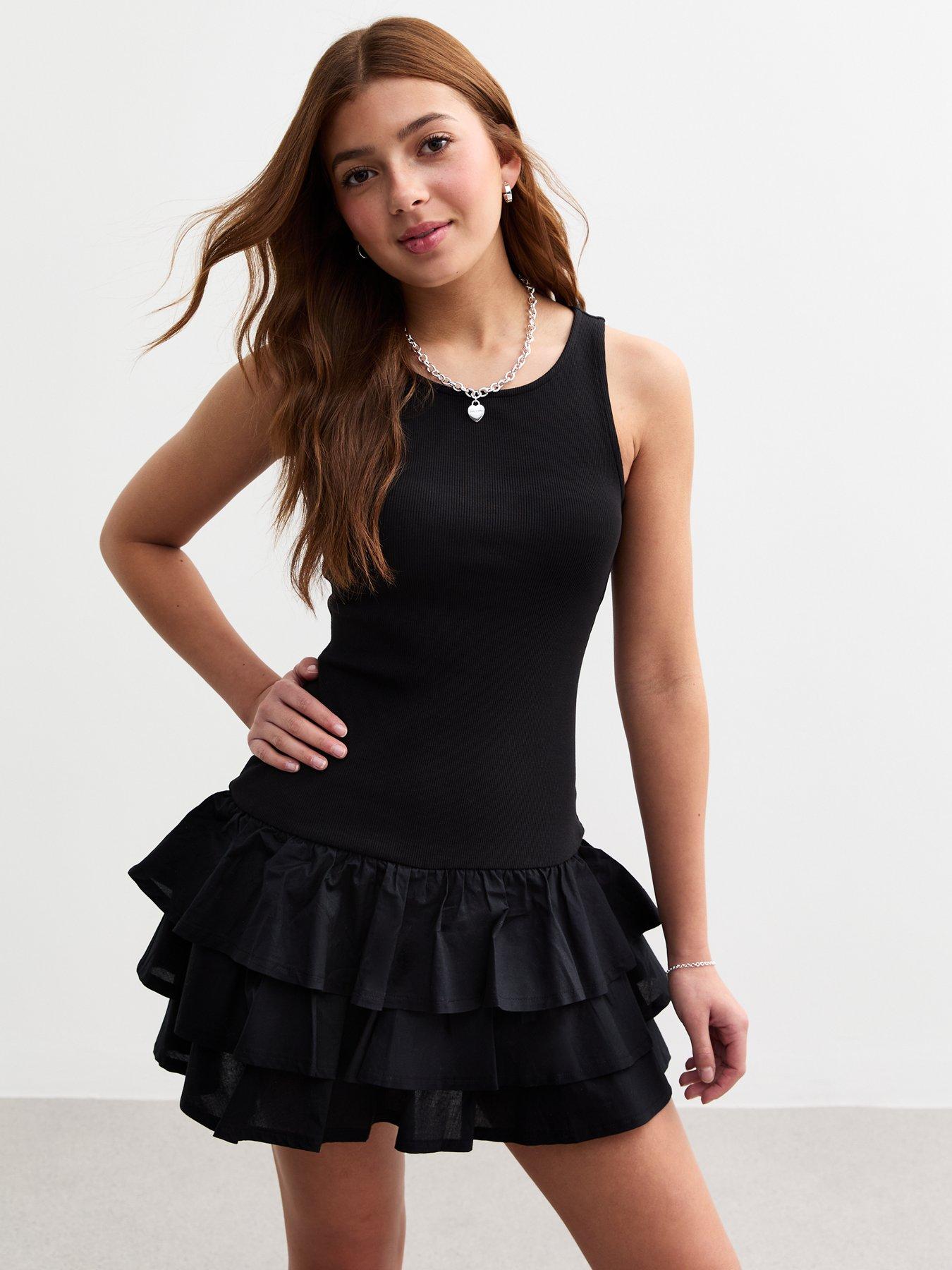 New Look 915 Girls Black Three Tier Rara Skort Dress Very