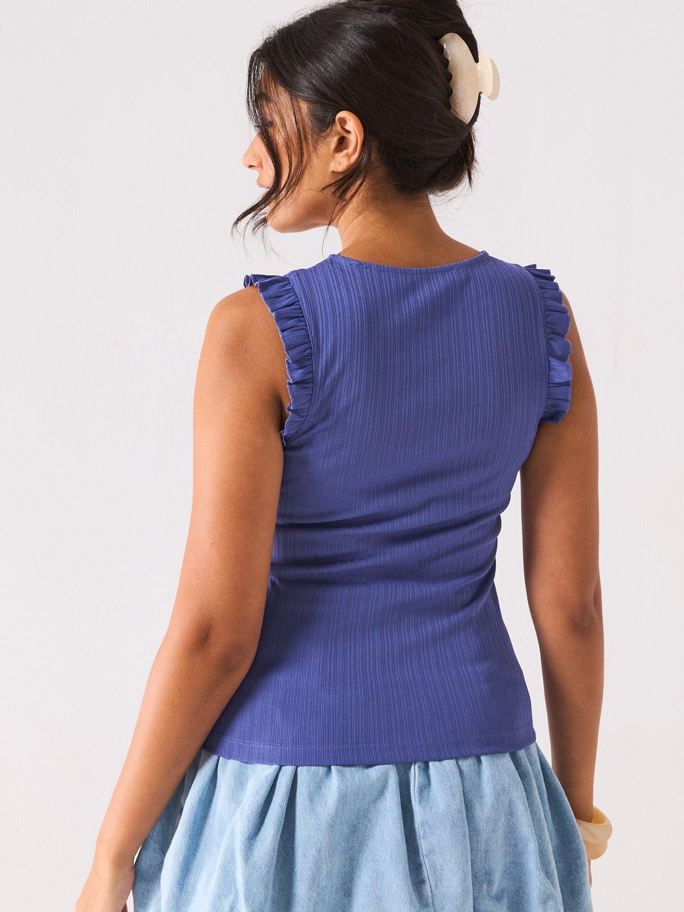Image 2 of 6 of V by Very Textured Frill Vest - Blue