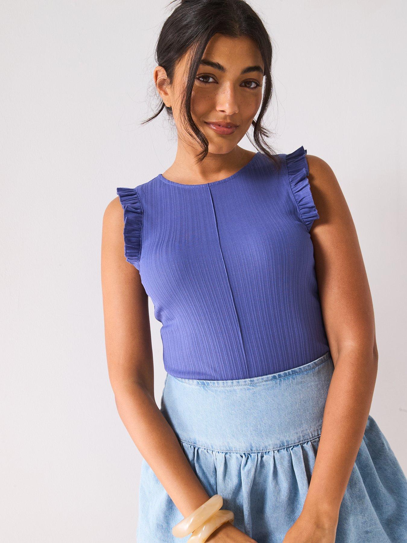 Image 6 of 6 of V by Very Textured Frill Vest - Blue