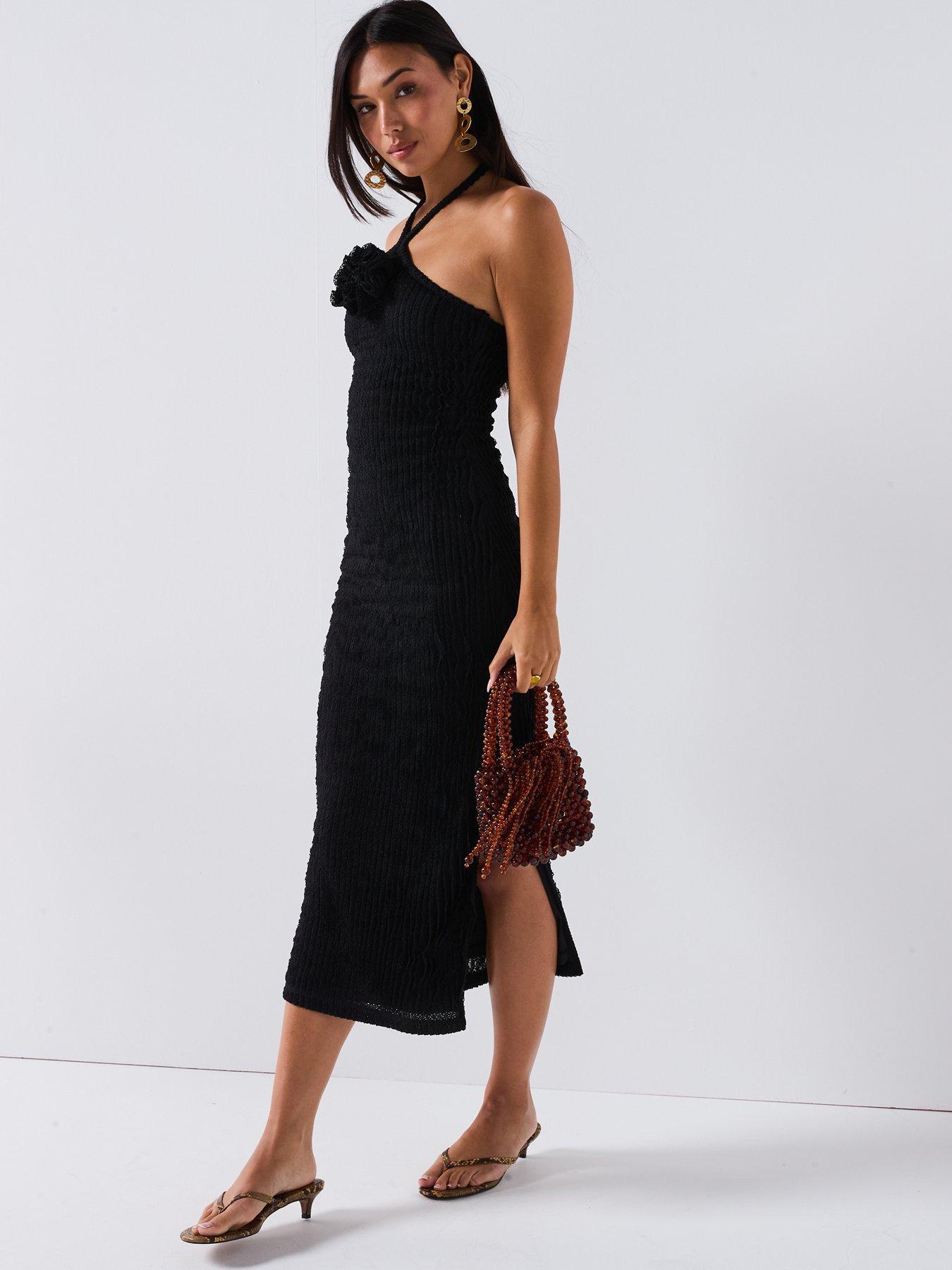 Image 3 of 6 of V by Very Corsage Halter Dress - Black