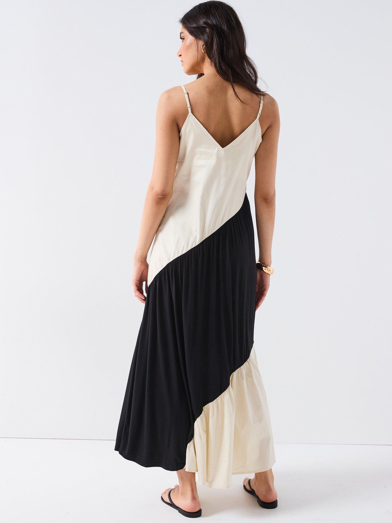 Image 2 of 6 of V by Very Woven Mix Panel Dress - Mono