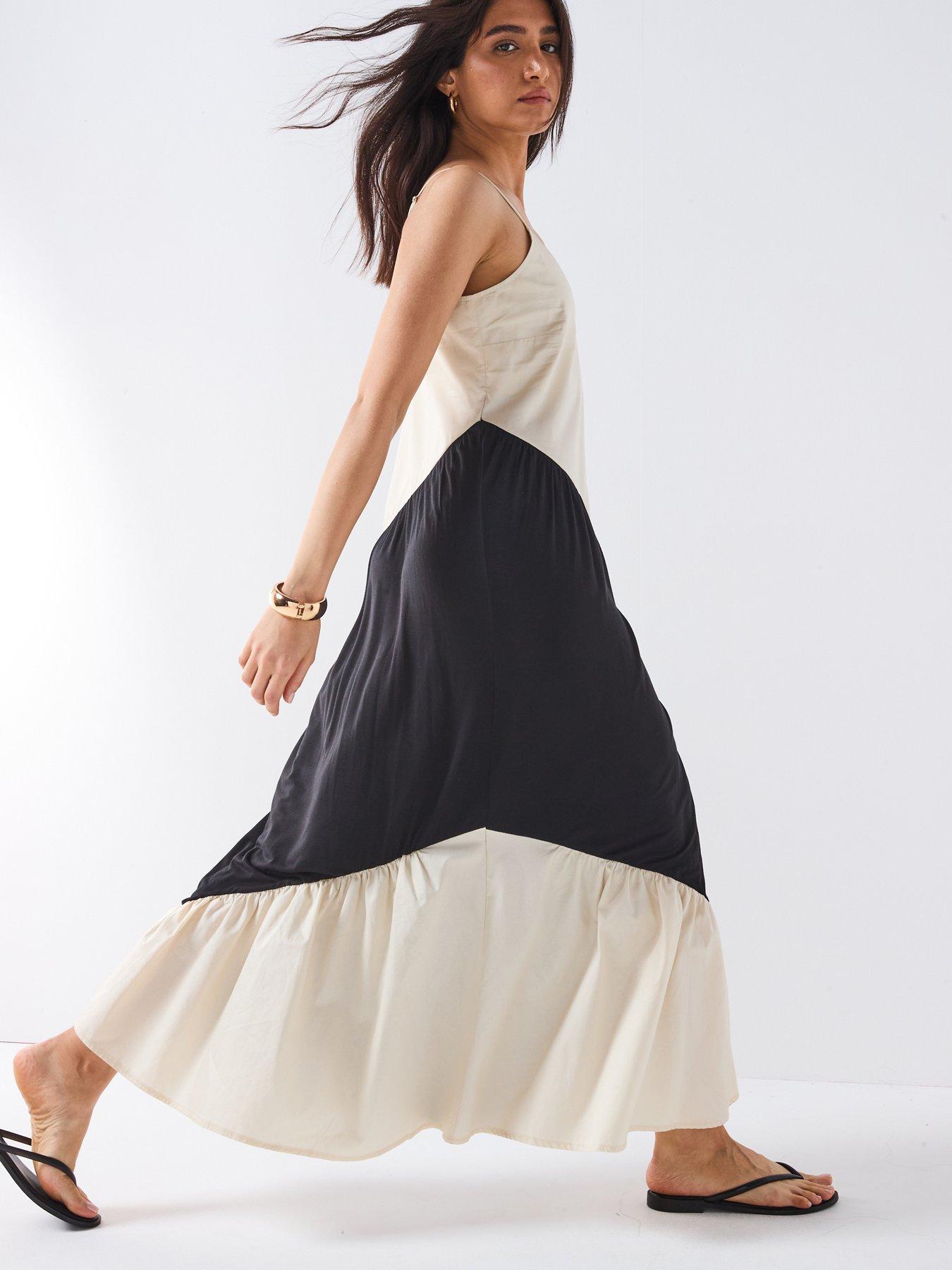 Image 3 of 6 of V by Very Woven Mix Panel Dress - Mono