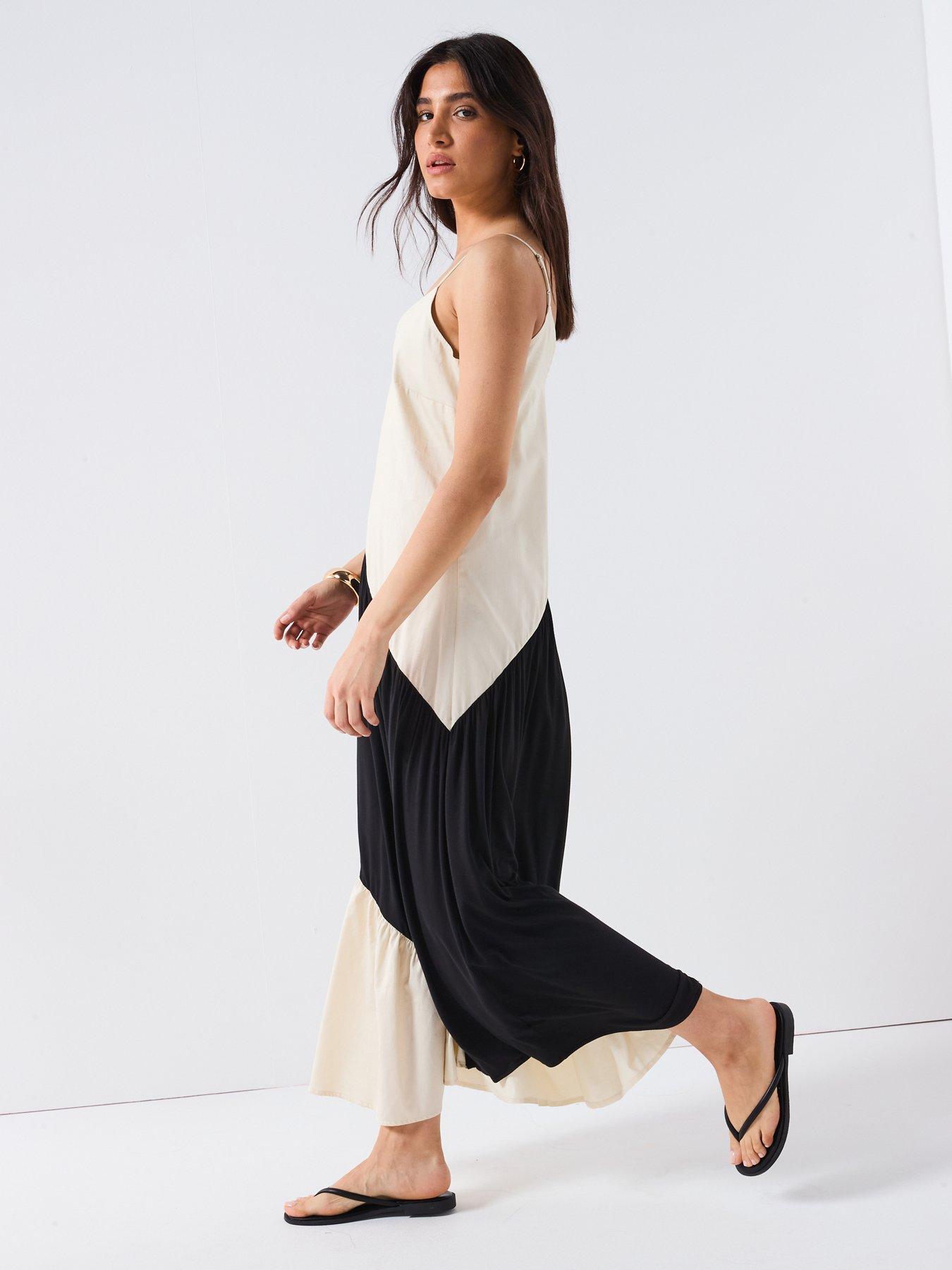 Image 5 of 6 of V by Very Woven Mix Panel Dress - Mono