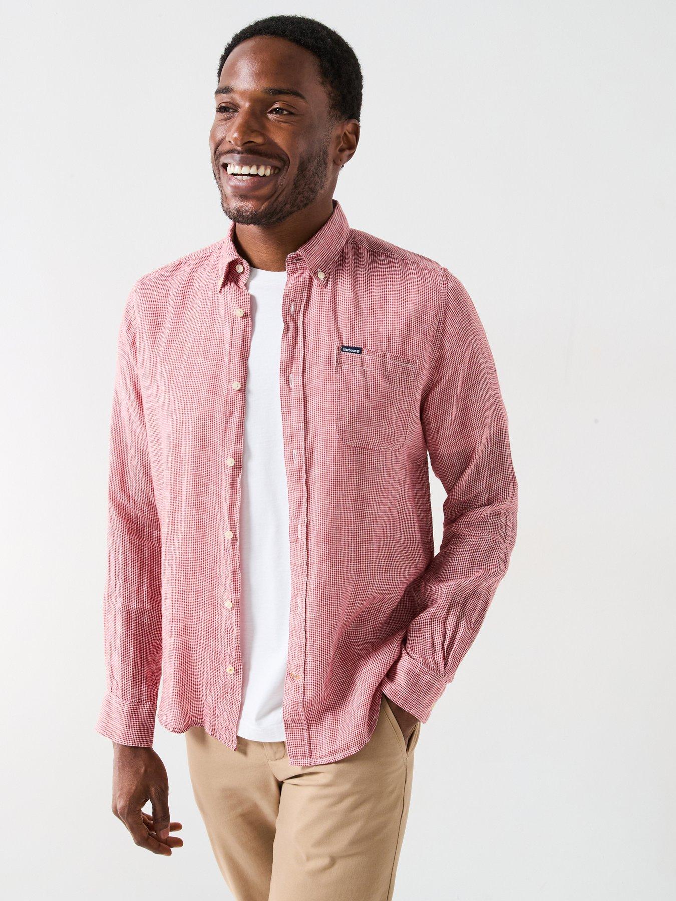undefined Linton Linen Long Sleeve Tailored Shirt - Dark Red
