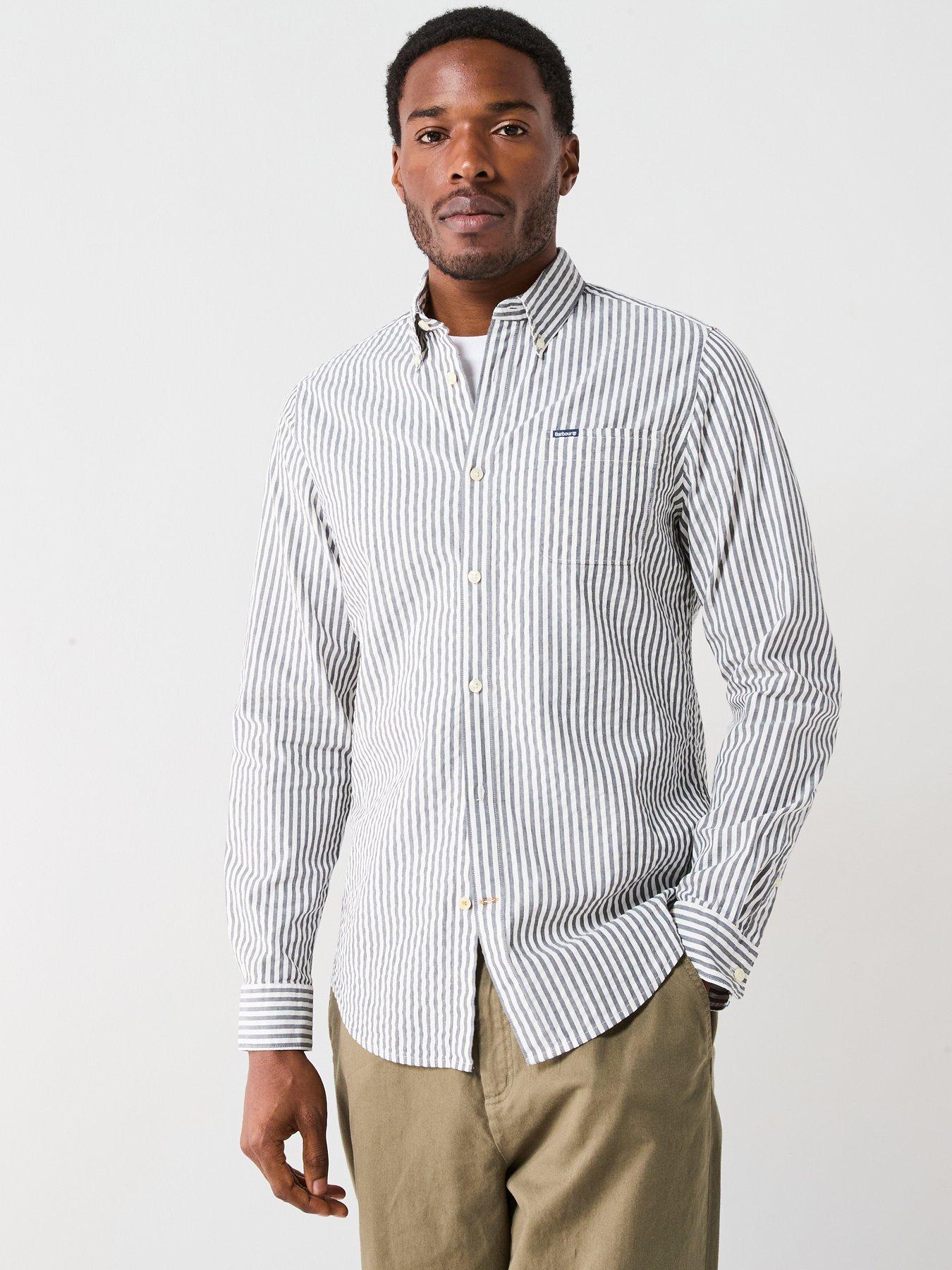 undefined Cresswell Seersucker Tailored Fit Shirt - Navy