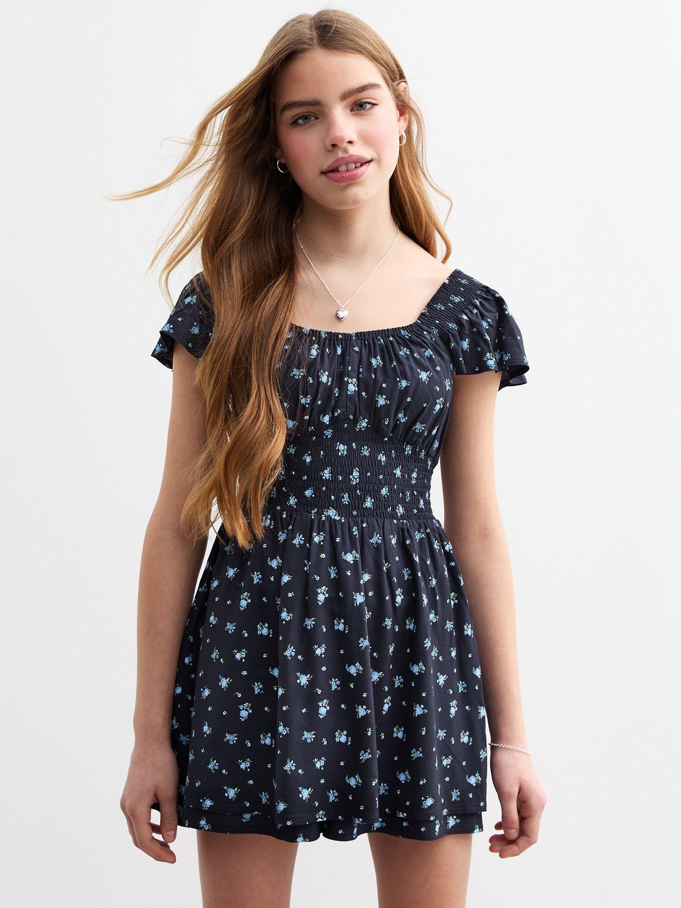 undefined Girls Blue Ditsy Print Skort Dress