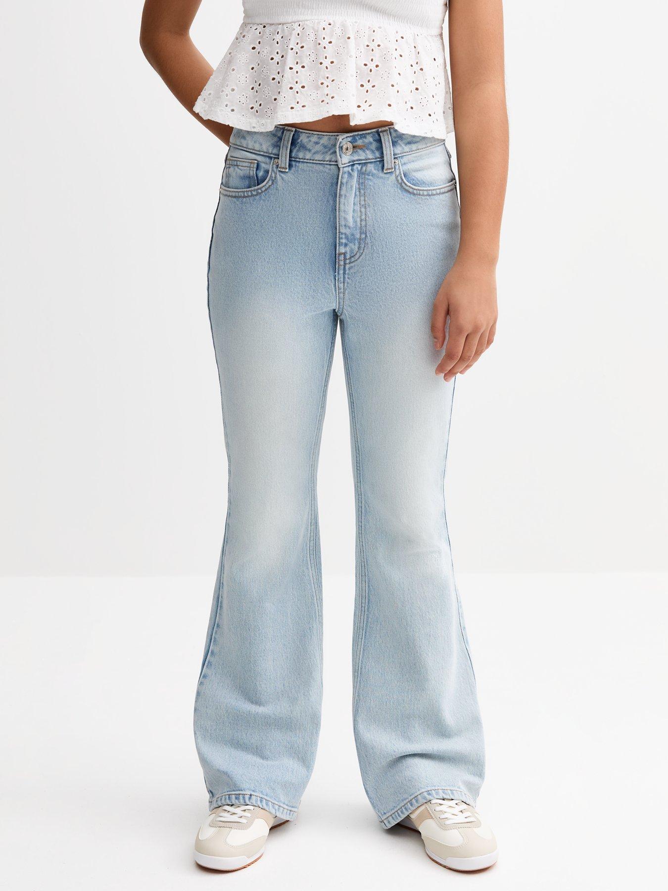 undefined Girls Light Blue Bleach Flared Leg Jeans